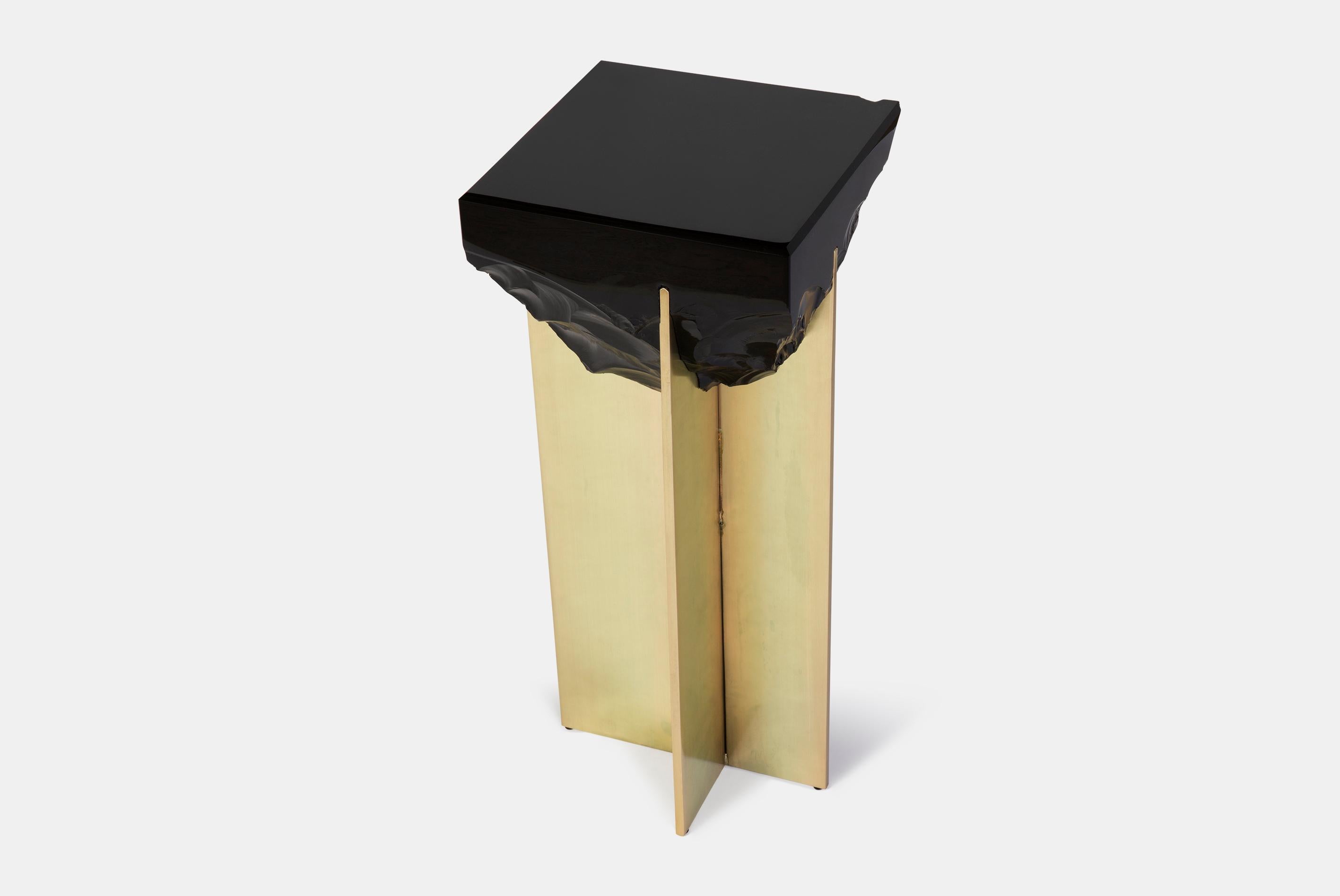 Organic Modern TDO Obsidian Stone Side Table For Sale