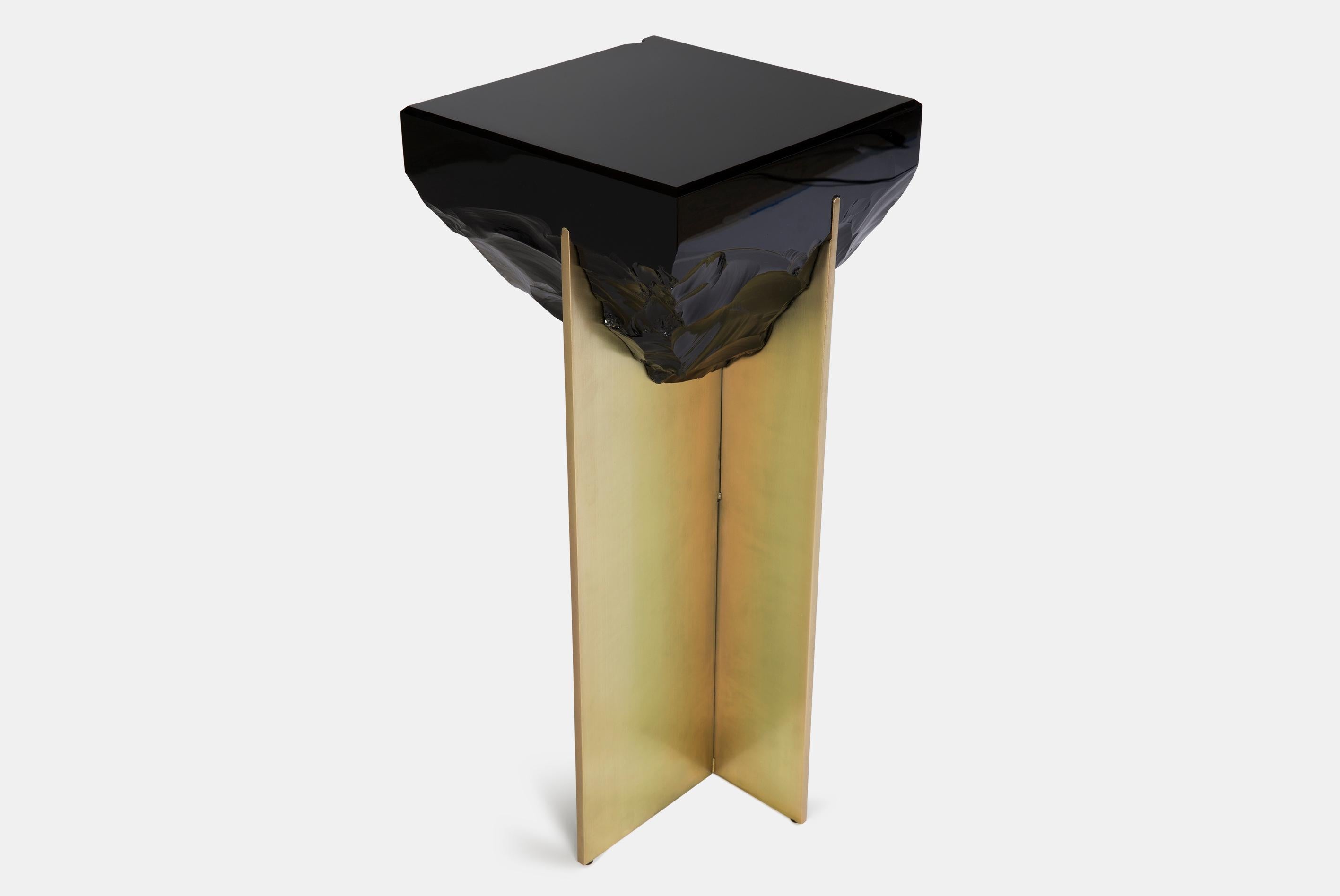 Central American TDO Obsidian Stone Side Table For Sale
