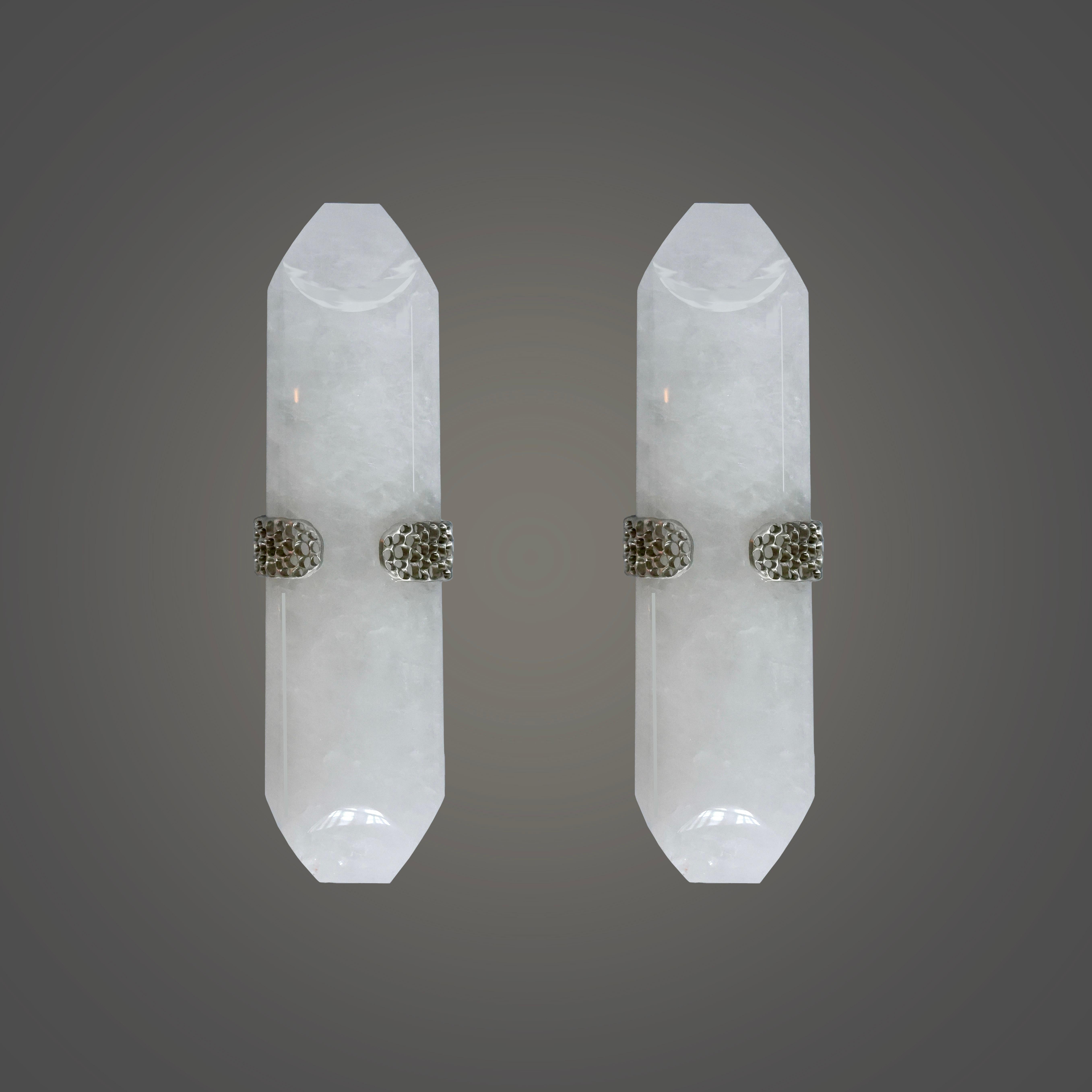 TDW18 Rock Crystal Sconces by Phoenix In Excellent Condition For Sale In New York, NY