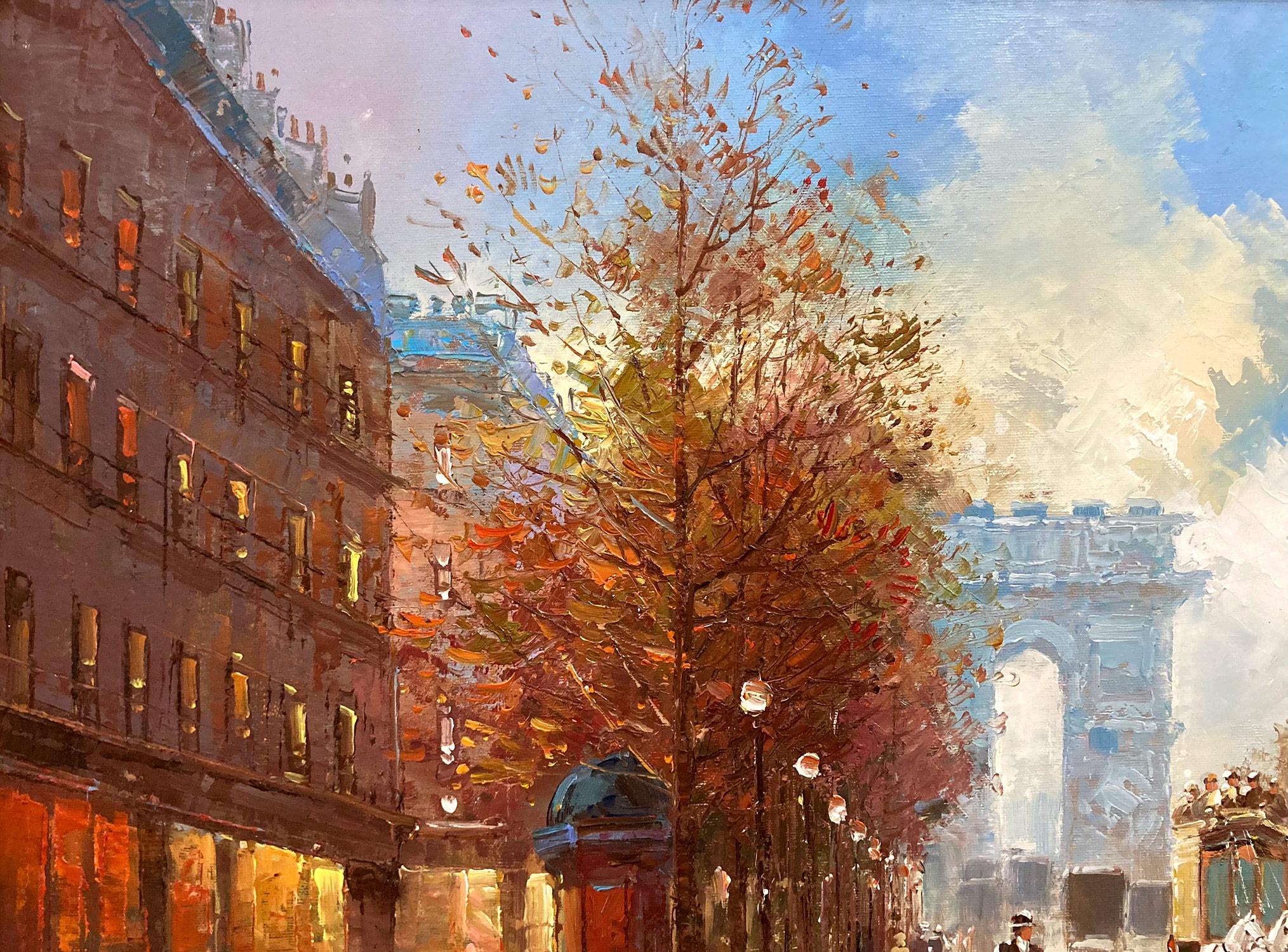 A beautiful oil on canvas painting by the French artist, Te Pencke. Pencke was a Parisian painter known for his colorful cityscapes depicting the times of his generation. His work is comparable to those of Jules Herve, Antoine Blanchard and Edouard
