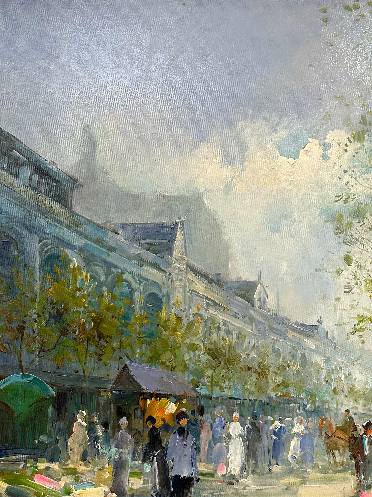 Une belle peinture à l'huile sur toile de l'artiste français Te Pencke. Pencke était un peintre parisien connu pour ses paysages urbains colorés décrivant l'époque de sa génération. Son travail est comparable à ceux de Jules Herve, Antoine Blanchard