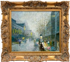 Postimpressionistische Pariser Straßenszene „Flower Vendors at Grands Boulevards“