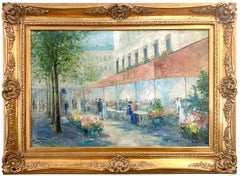 "Flower Vendors by Fouquet Hotel" Post-Impressionist Parisian Street Scene
