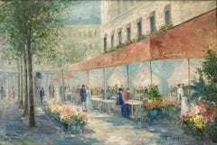 "Hotel Fouquet's Paris" Post-Impressionist Street Scene Oil on Canvas Framed