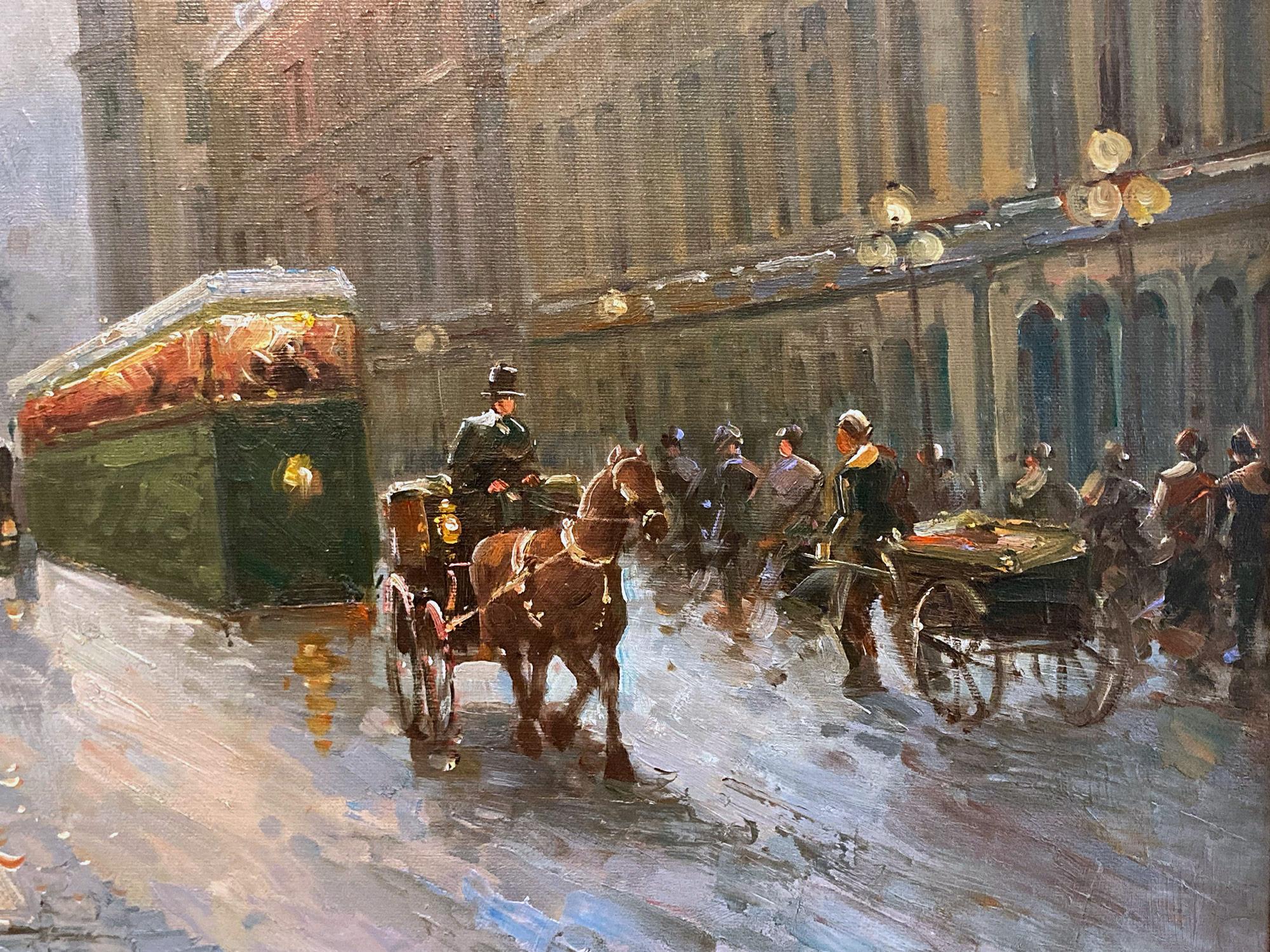 A beautiful oil on canvas painting by the French artist, Te Pencke. Pencke was a Parisian painter known for his colorful cityscapes depicting the times of his generation. His work is comparable to those of Jules Herve, Antoine Blanchard and Edouard