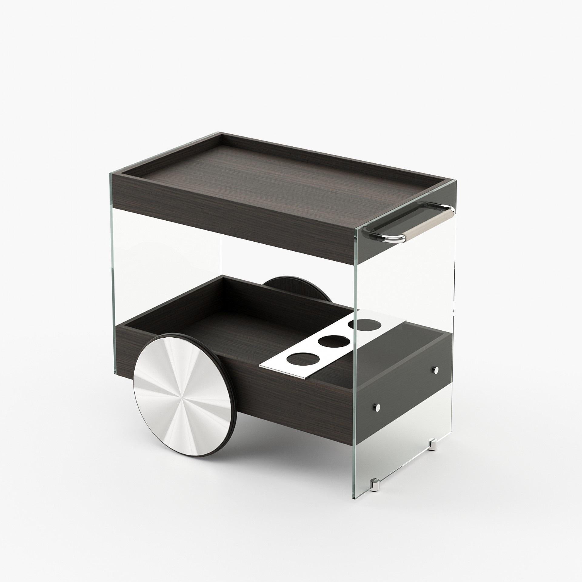 Tea and Beverage Cart Crafted from Wood and Glass In New Condition For Sale In NEW YORK, NY