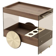 Chariot pour le thé et les boissons fabriqué en bois et en verre