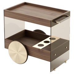 Carrito de Té y Bebidas de Madera y Cristal