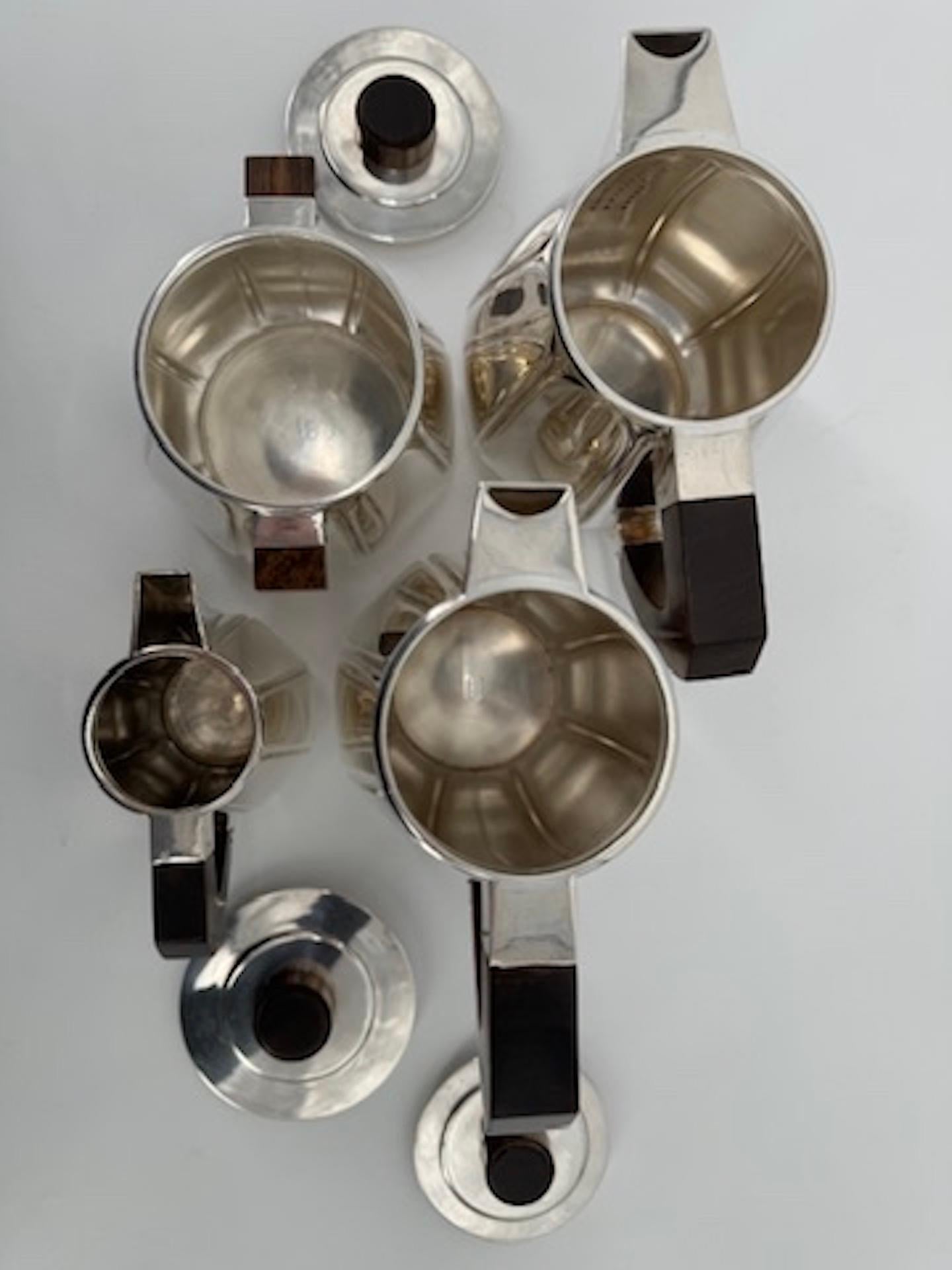 Silver Plate Tea Coffee Set by Christofle Model Liberia 1927 on Ercuis Tray  7