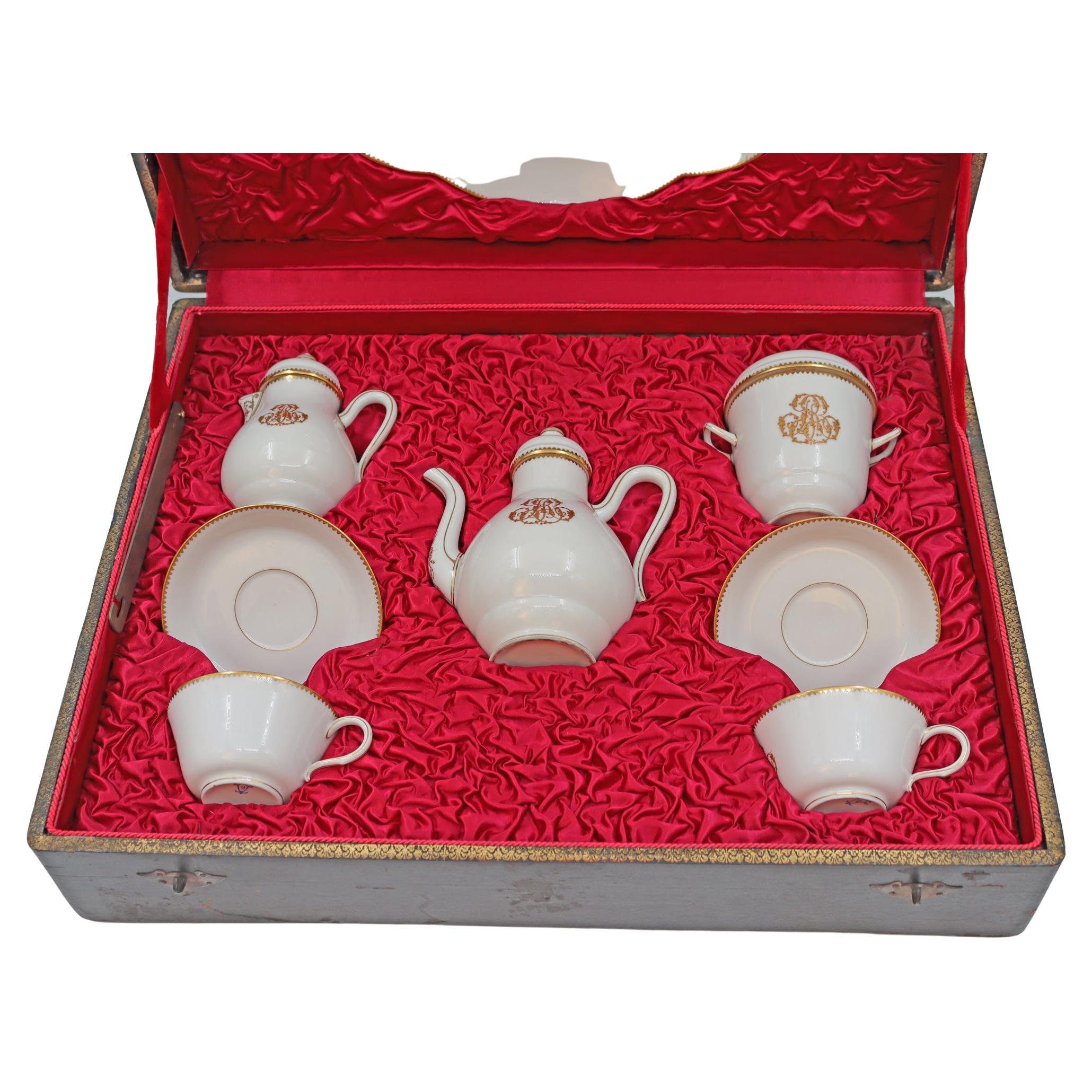 Late 19th Century Thun Majolica Tea Set for Two For Sale at 1stDibs