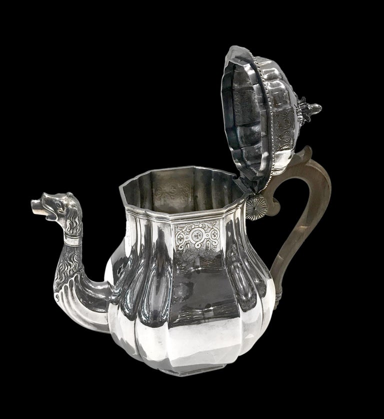 Hand-Crafted Tea and Coffee Set in Sterling Silver by Falkenberg, 1894-1928 For Sale
