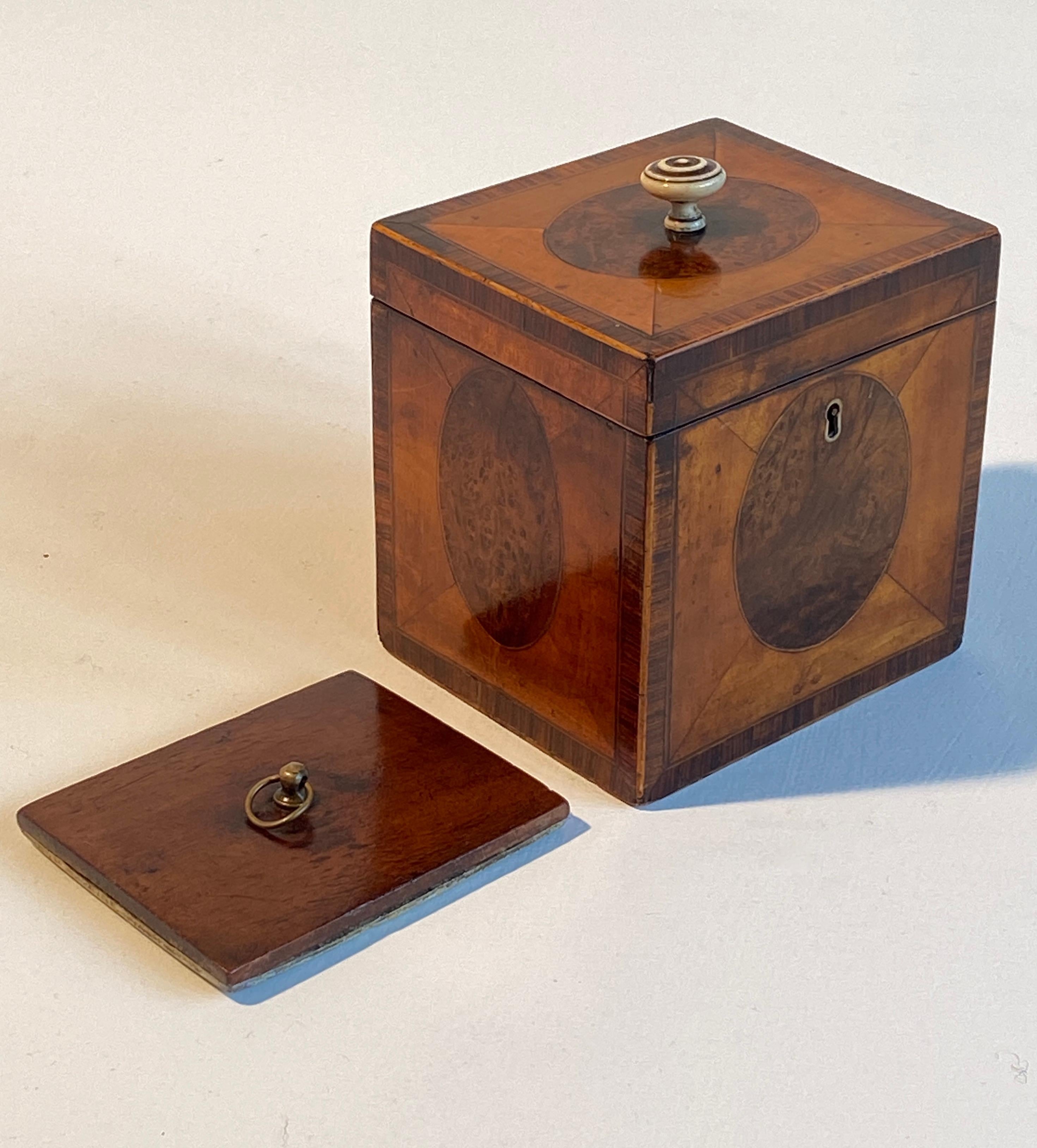 Tea Caddy Yew Boxwood Inlaid English George III For Sale 5