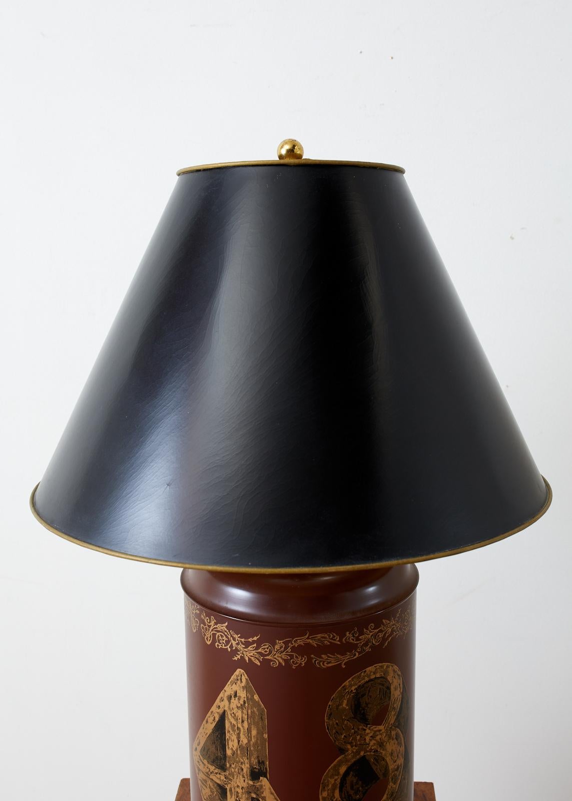 20th Century Tea Canister Tole Lamp