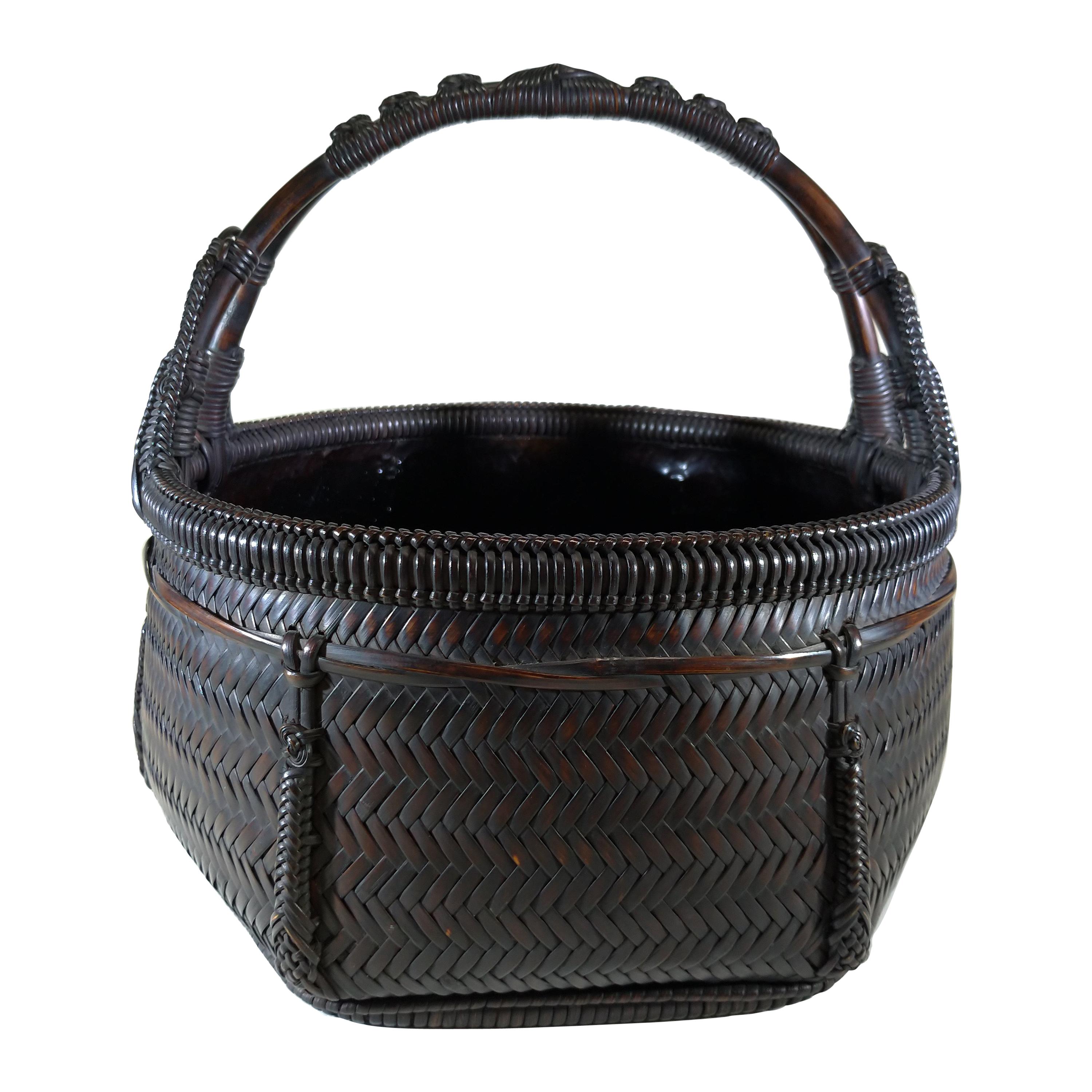 Tea Ceremony Charcoal Basket, Japanese Sumi Kago For Sale