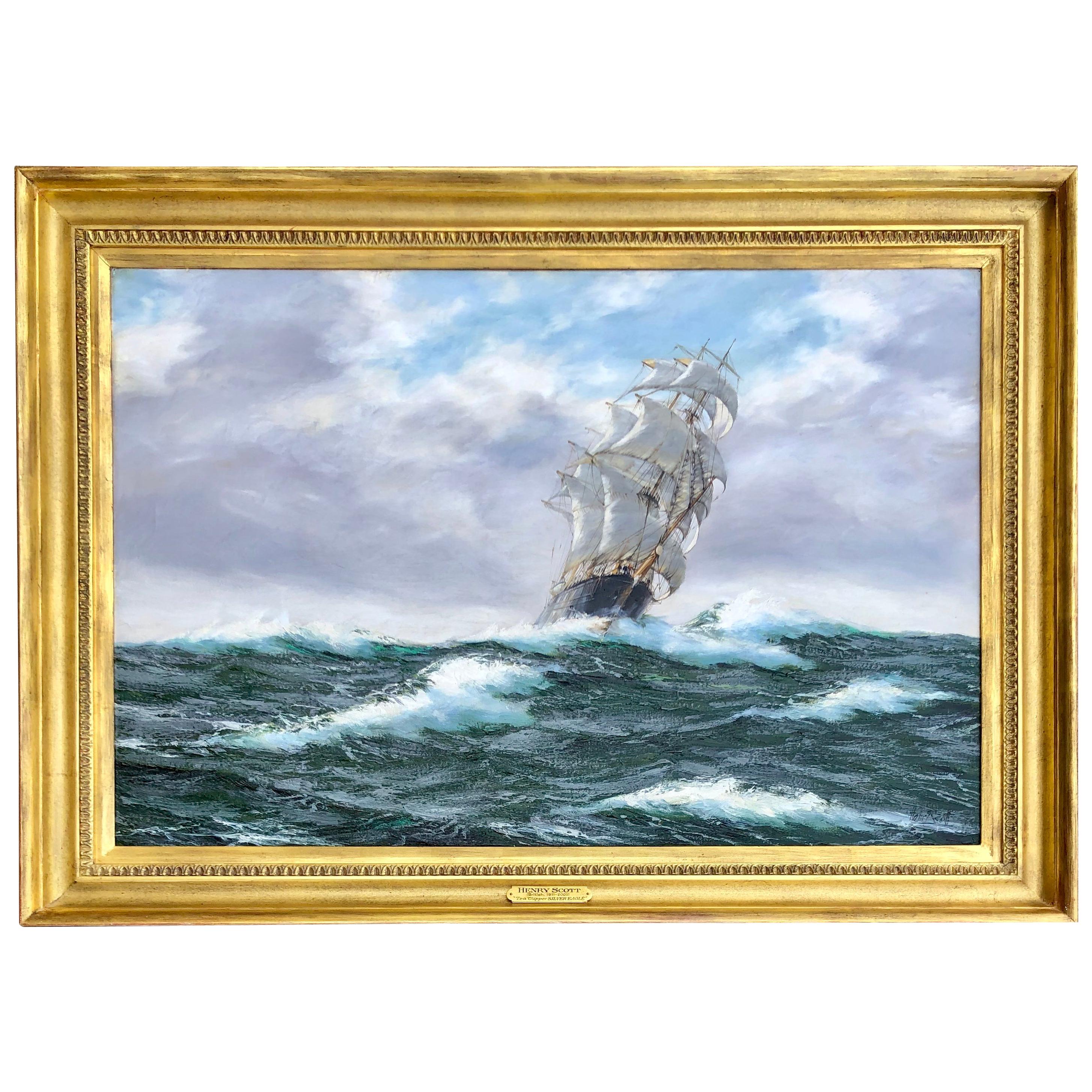 "Tea Clipper In High Seas" by Henry Scott