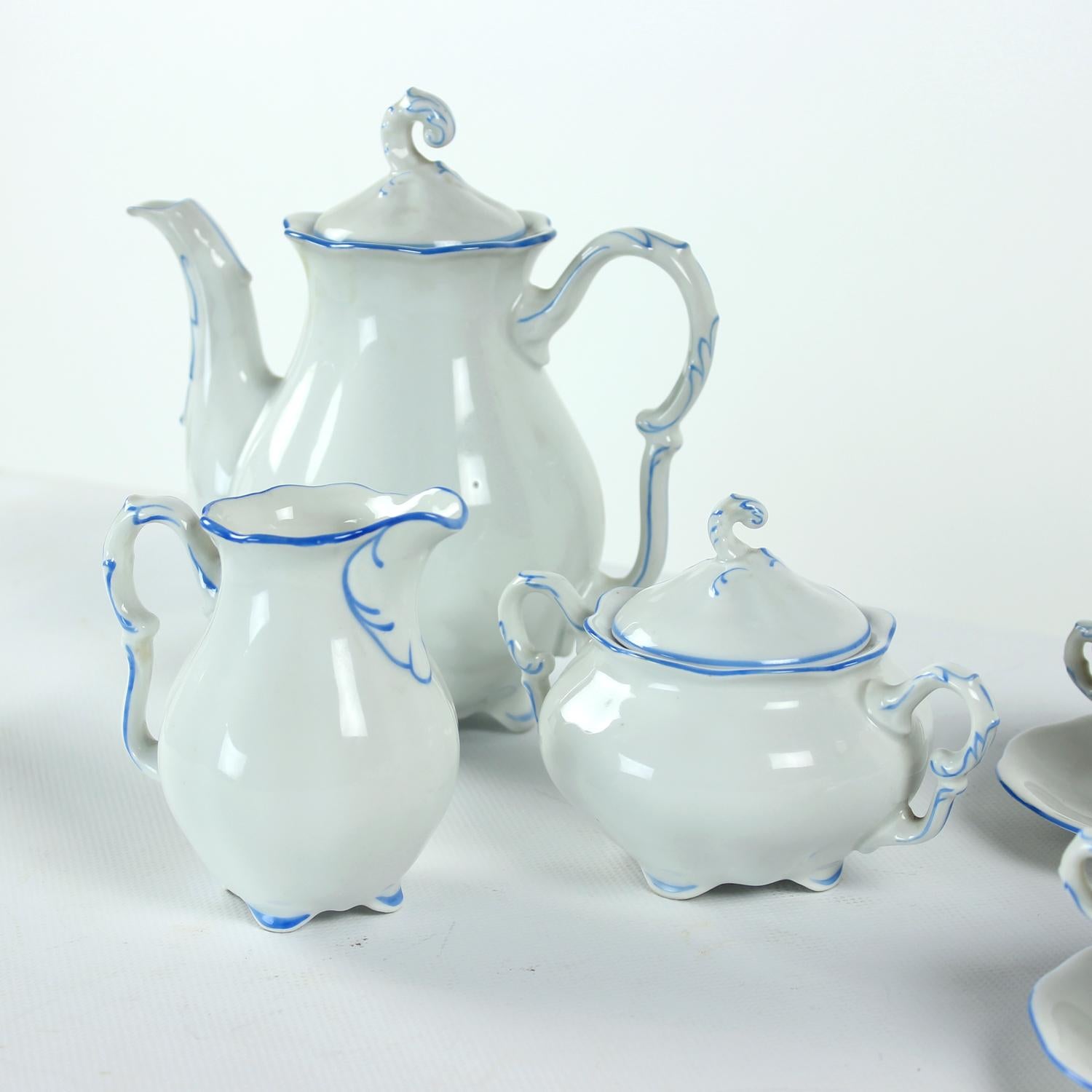 Bohemian Tea / Coffee Porcelain Set By Pirkenhammer Brezova, 1950s For Sale