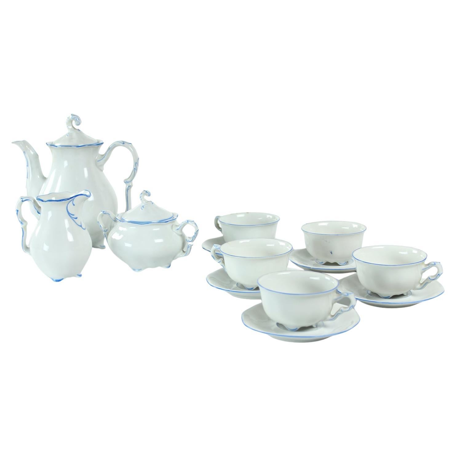Tea / Coffee Porcelain Set By Pirkenhammer Brezova, 1950s For Sale