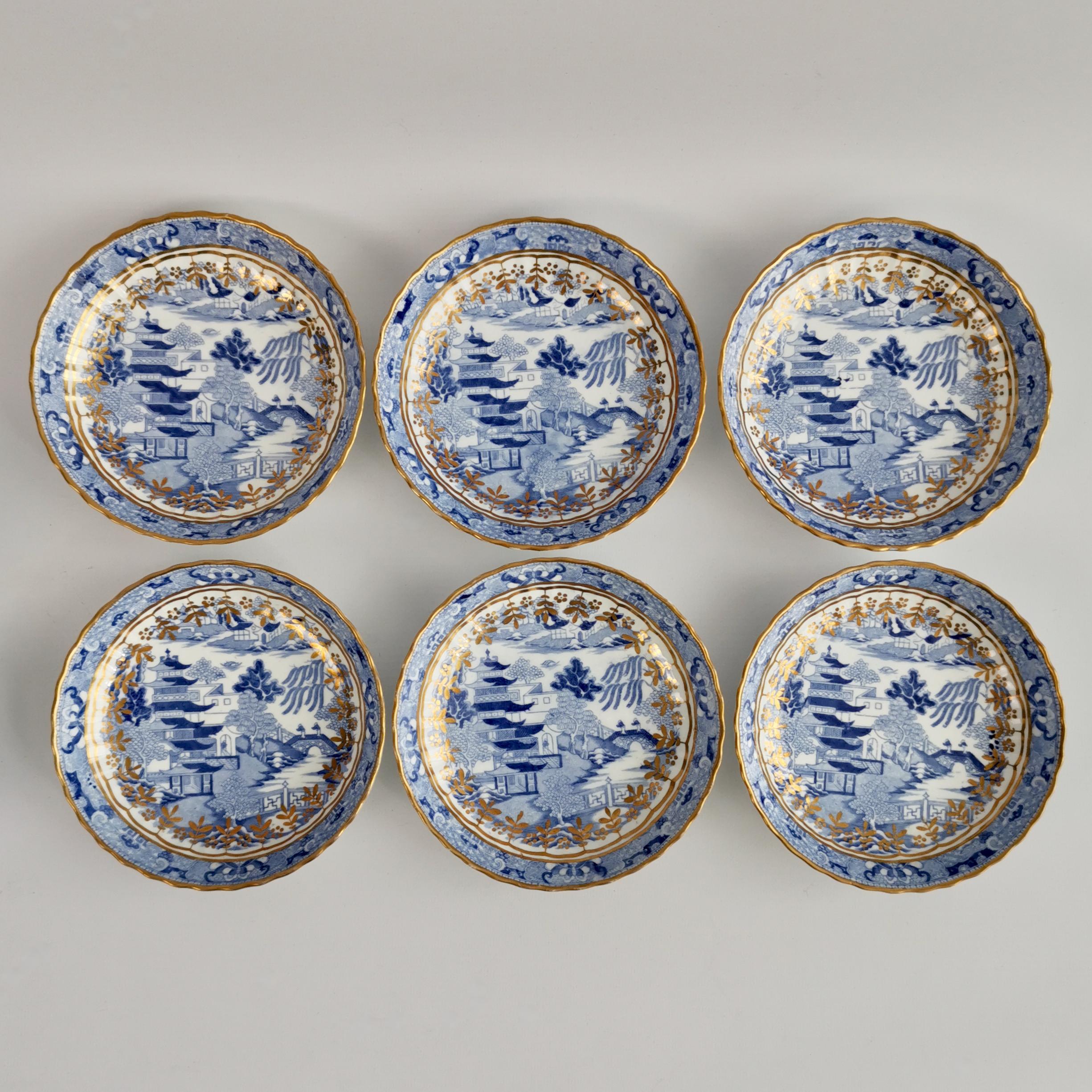 Service à thé et café Rathbone et Miles Mason:: pagode bleue et blanche:: 1810-1815 7