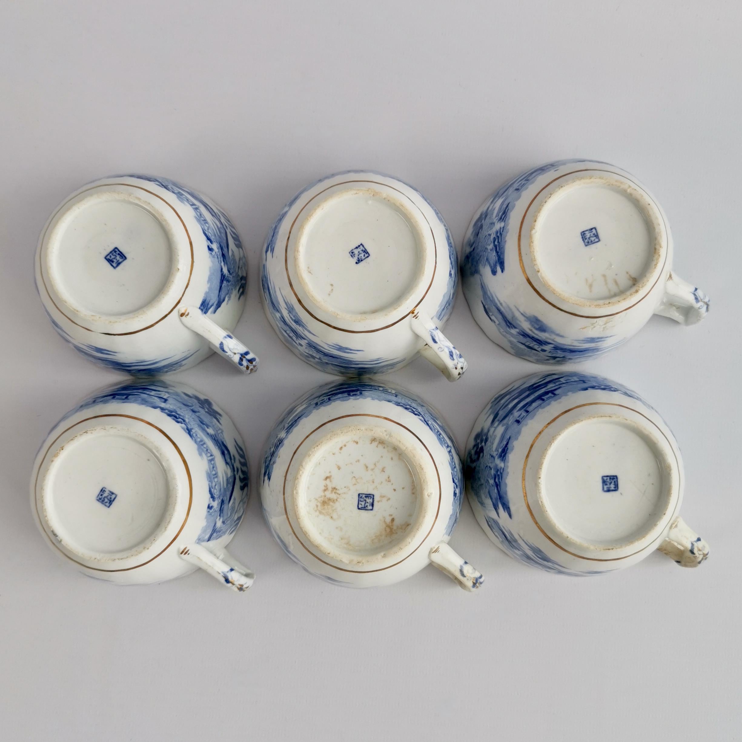 Tea Coffee Service Rathbone and Miles Mason, Pagoda Blue and White, 1810-1815 8
