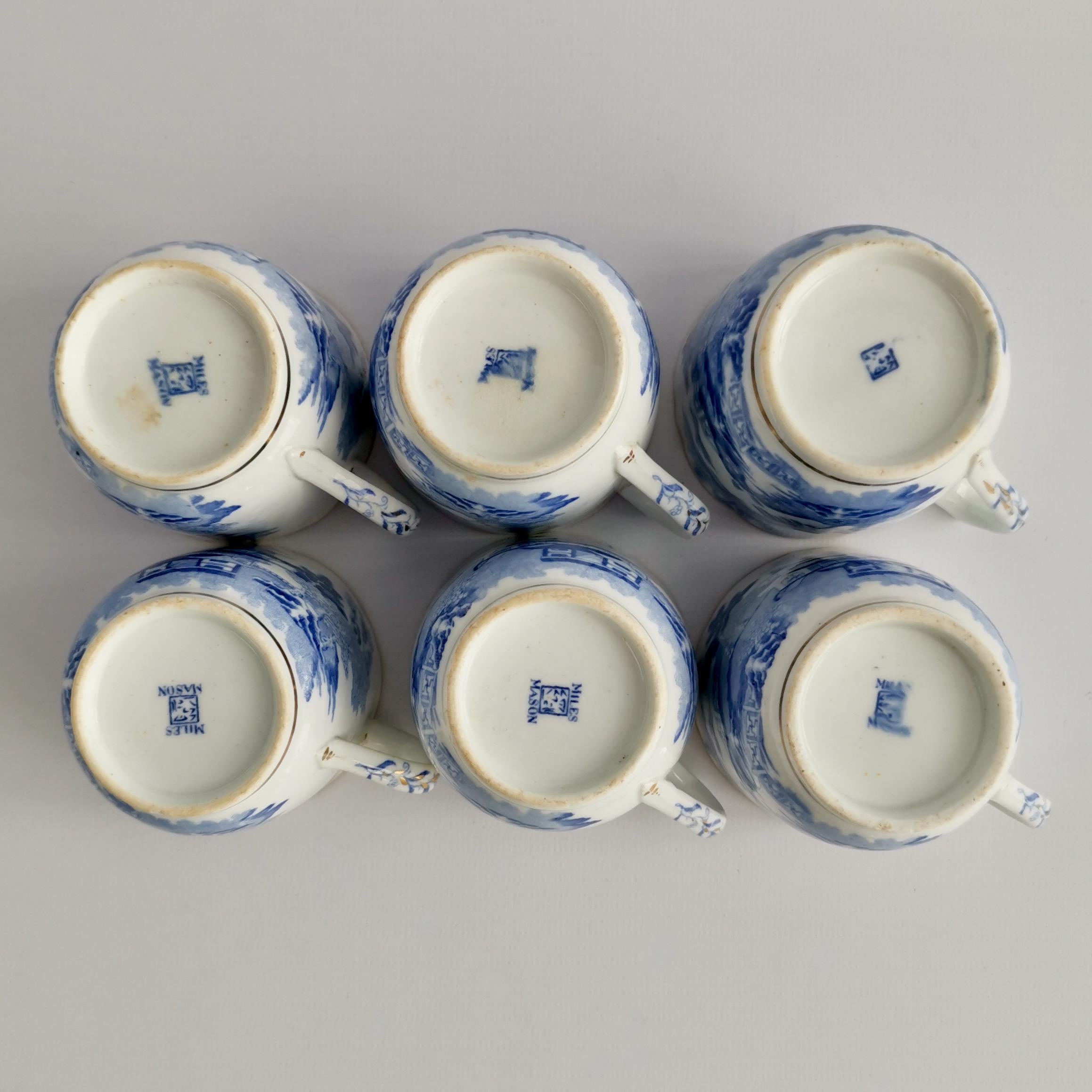 Tea Coffee Service Rathbone and Miles Mason, Pagoda Blue and White, 1810-1815 10