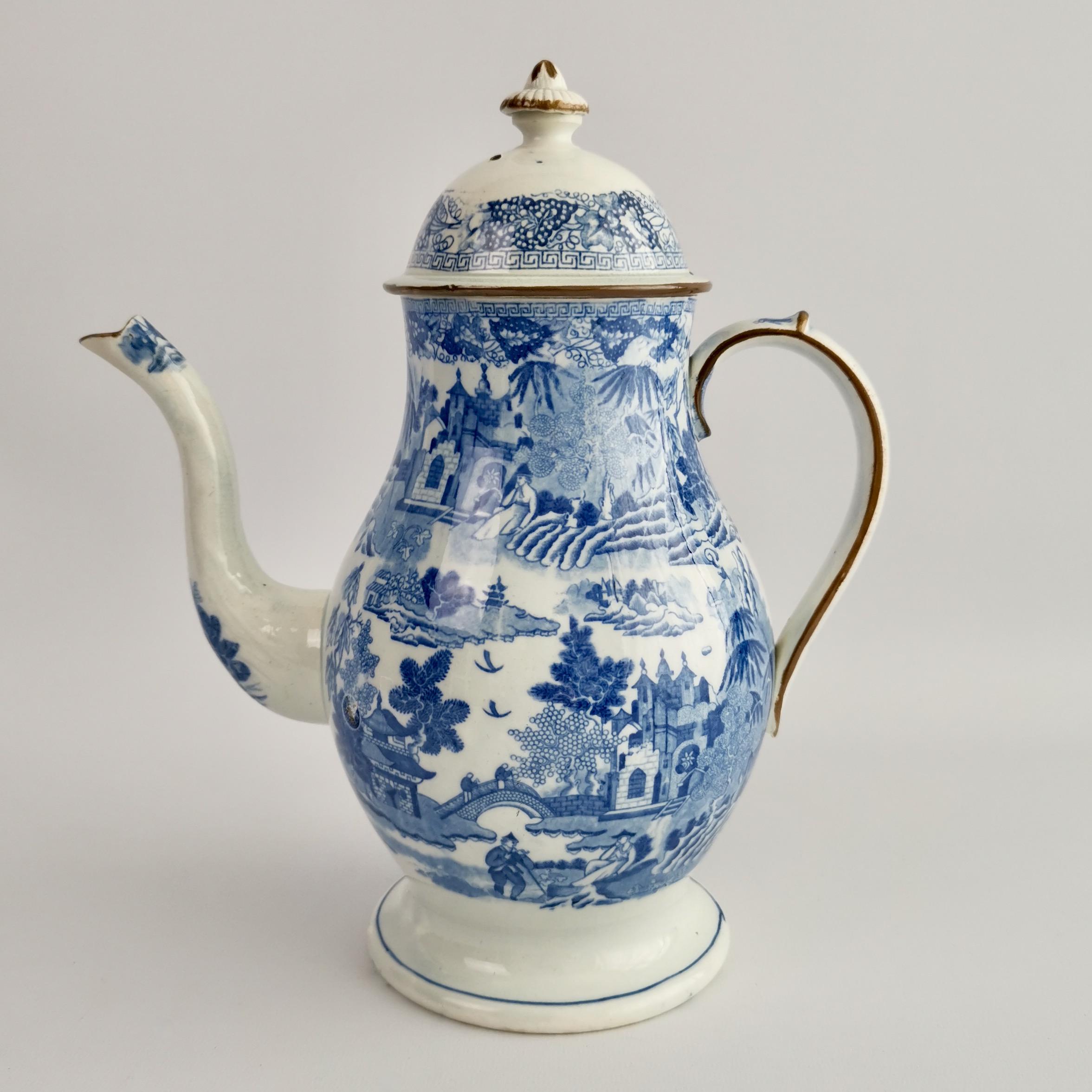 Regency Service à thé et café Rathbone et Miles Mason:: pagode bleue et blanche:: 1810-1815