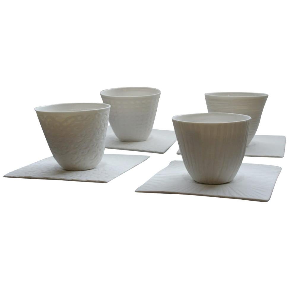 Tea Cup Mixed - Set of 4 + Saucers For Sale