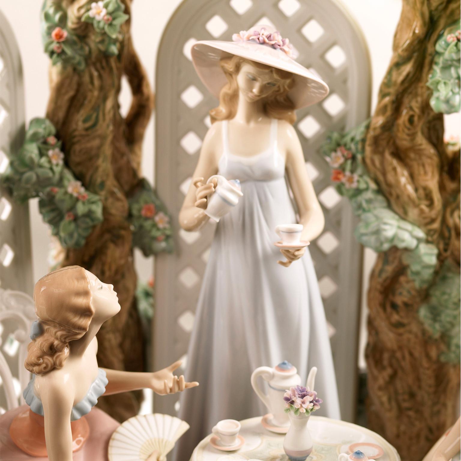 Porcelain Tea in the Garden Women Sculpture For Sale