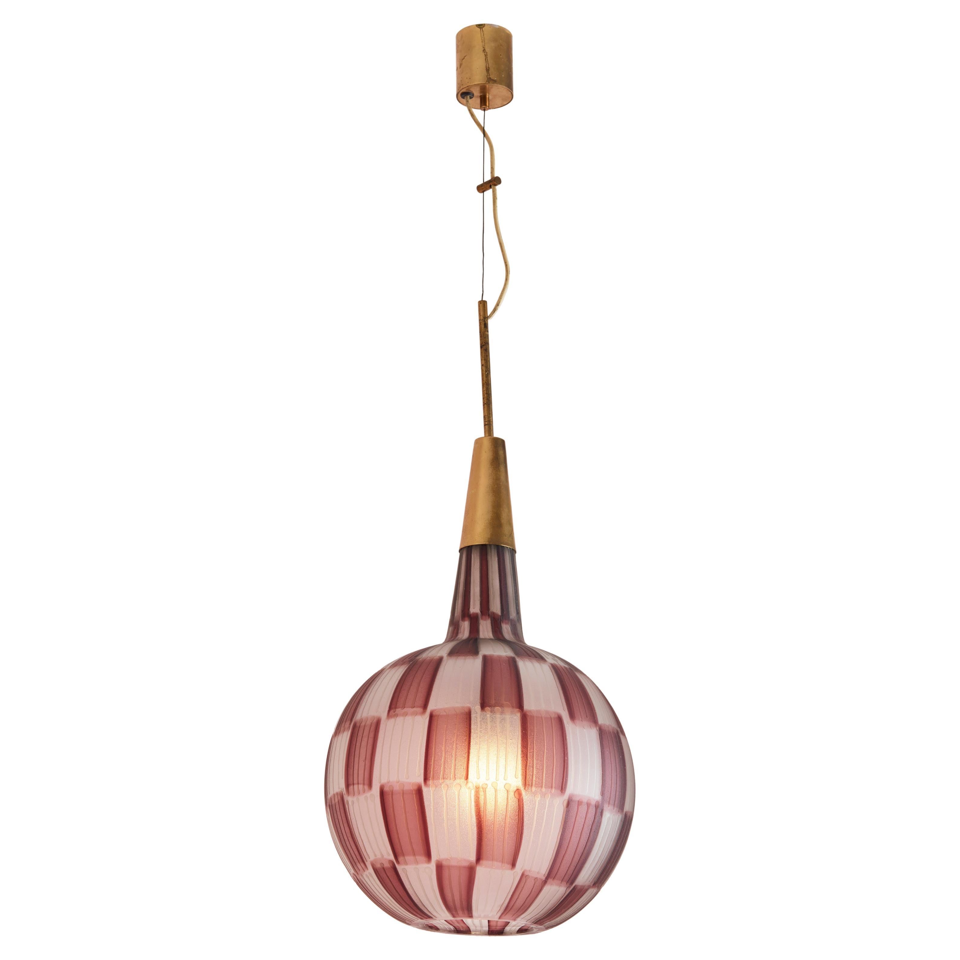 Tea Morosati pendant light by Stilnovo with Barovier & Toso glass, Italy, 1964 