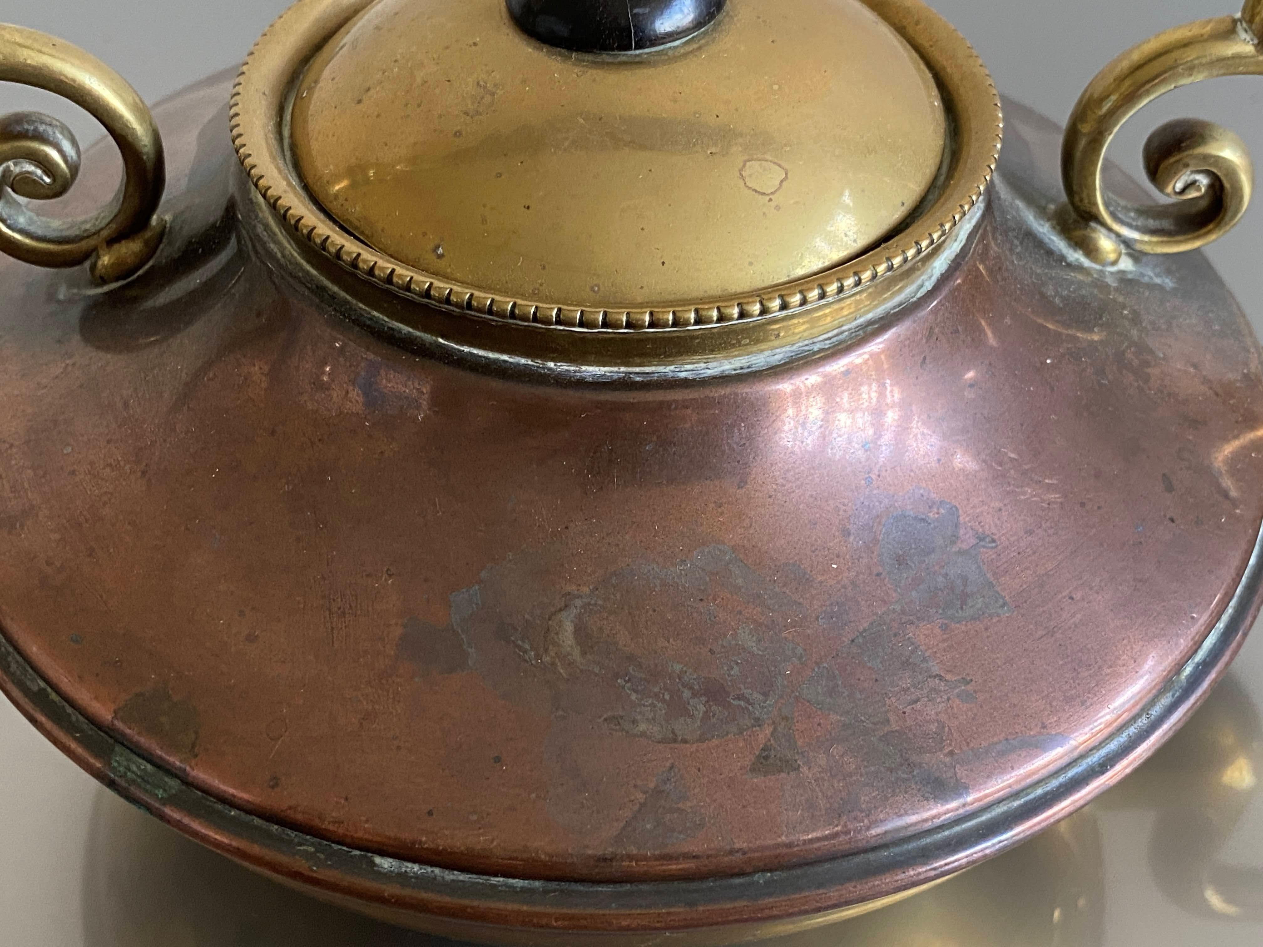 Tea Pot Kettle Brass Copper Ebony Handle by William Soutter & Sons 6
