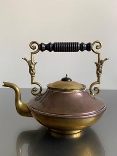 Tea Pot Kettle Brass Copper Ebony Handle by William Soutter & Sons