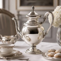Teekanne "Impero" für 8 Personen aus Sterling Silber 925 Luxuriöser italienischer Teeservice