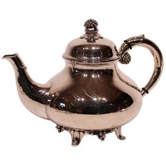 Tea Pot of Hallmarked Silver Decorated with Grapes and on Feet