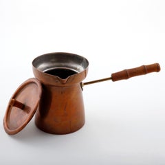 Tea Pot Teapot, Copper Brass Bamboo, 1950s