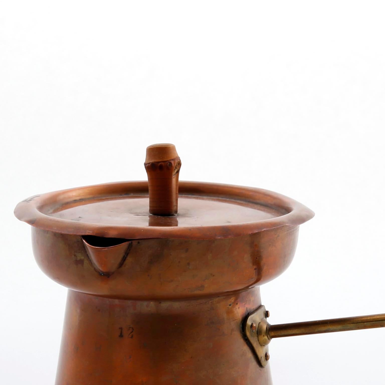 Tea Pot Teapot, Copper Brass Bamboo, 1950s In Good Condition For Sale In Hausmannstätten, AT