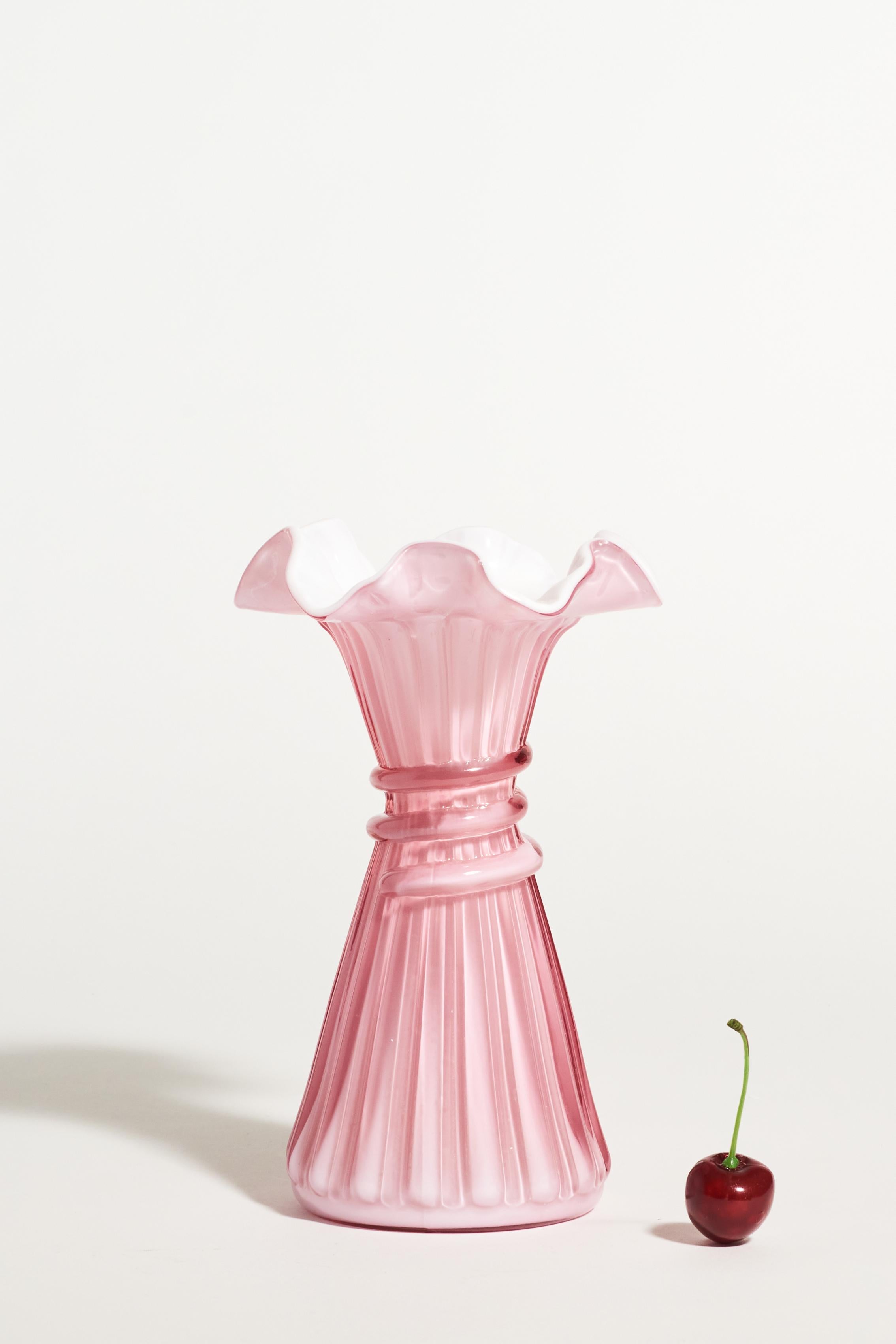 Tea Rose Pink and White Vase 3