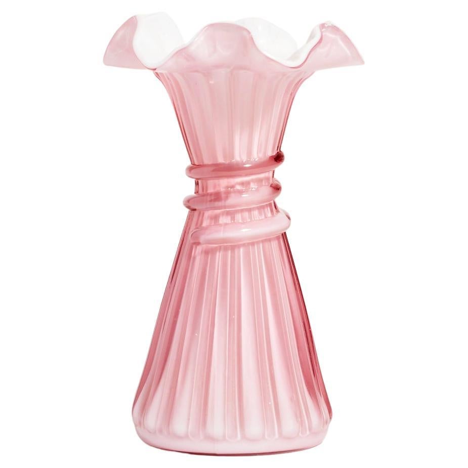 Tea Rose Pink and White Vase