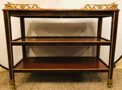 Tea / Serving Cart Étagère with Marquetry Top Shelf and Bronze Mounts French