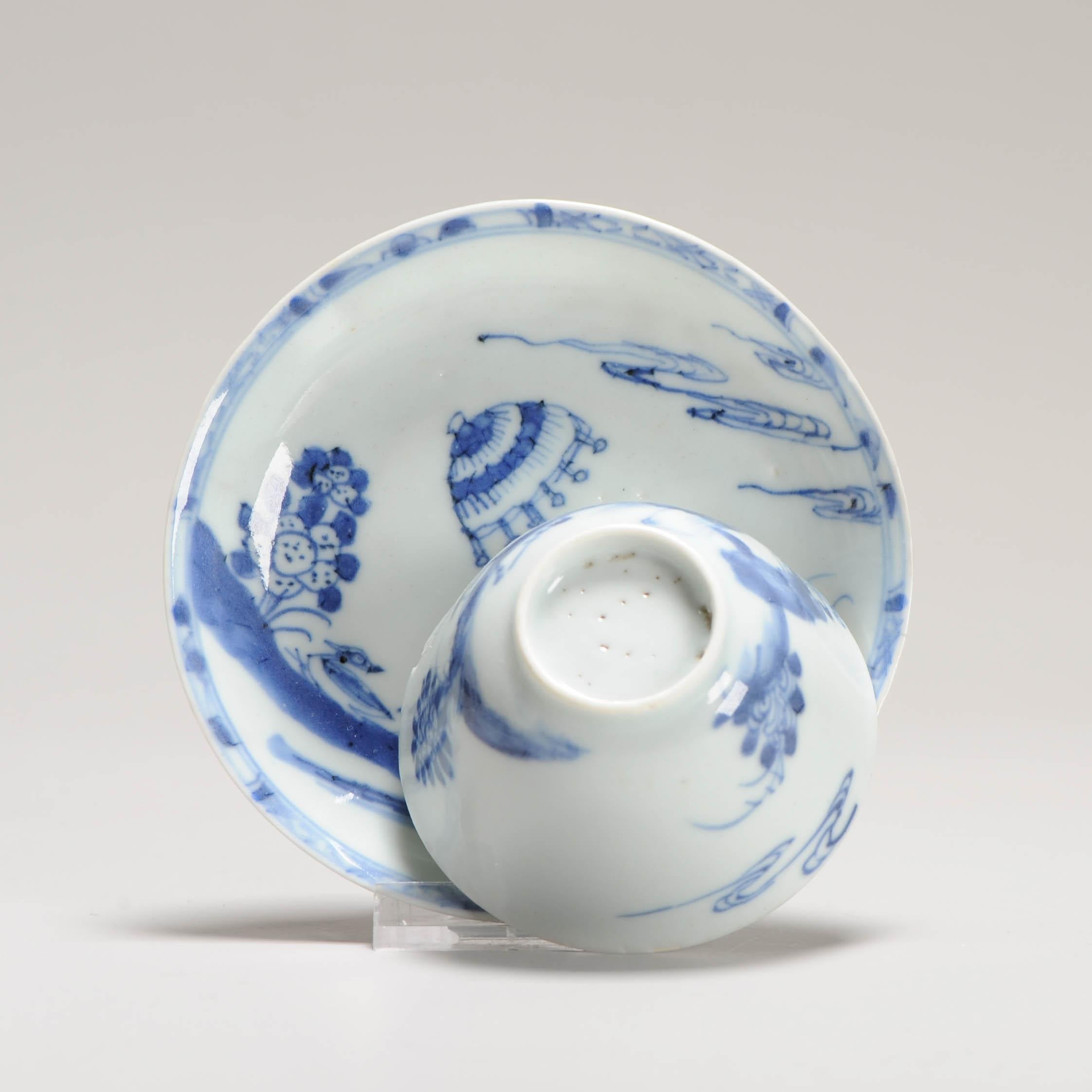 Juego de té 18C Plato de porcelana china CORNELIS PRONK 'Dame Au Parasol' Patrón en venta 1