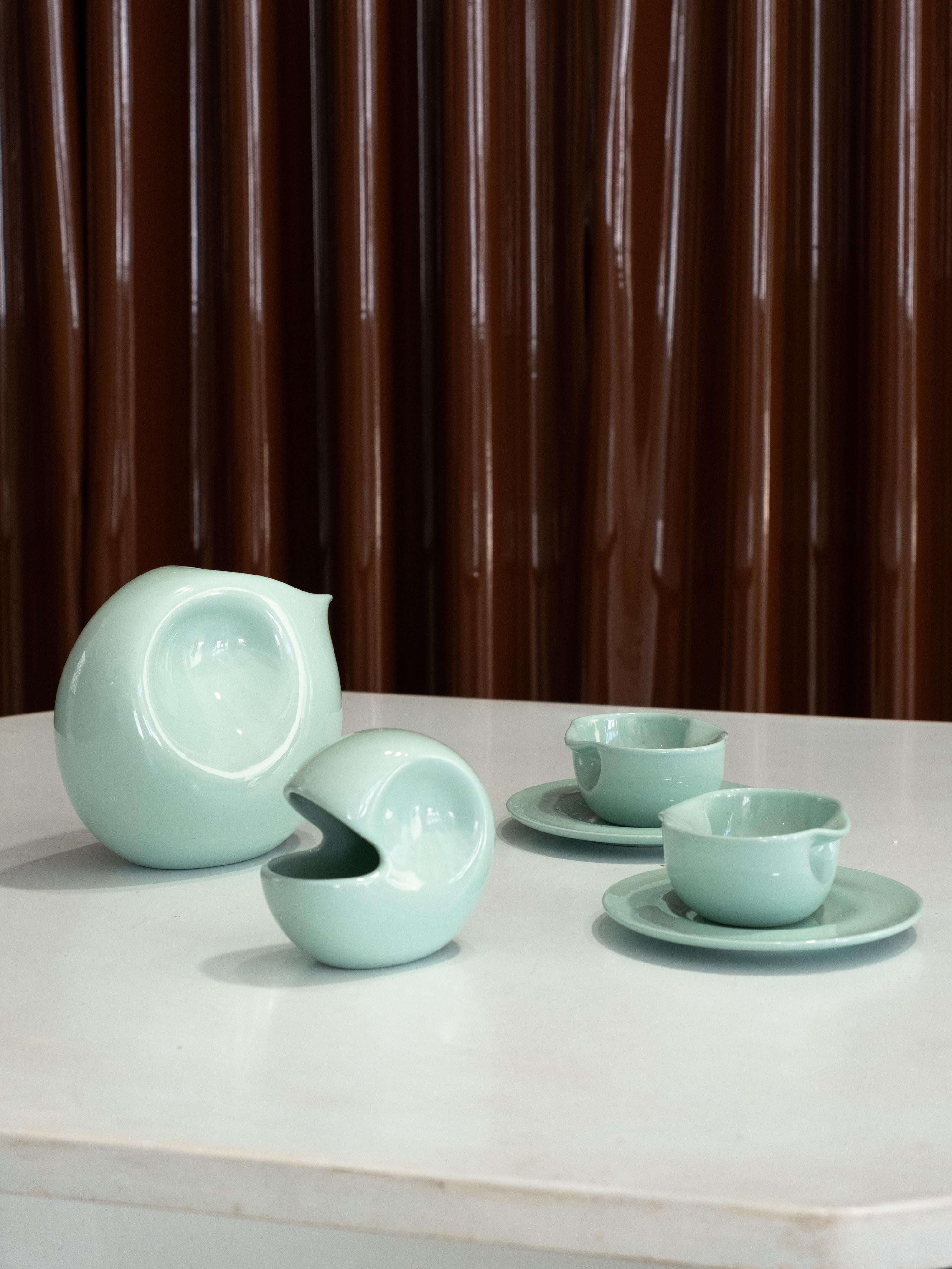 Contemporary Tea Set 75 Mint Green by Augusto Betti Paradisoterrestre Edition 2023 For Sale