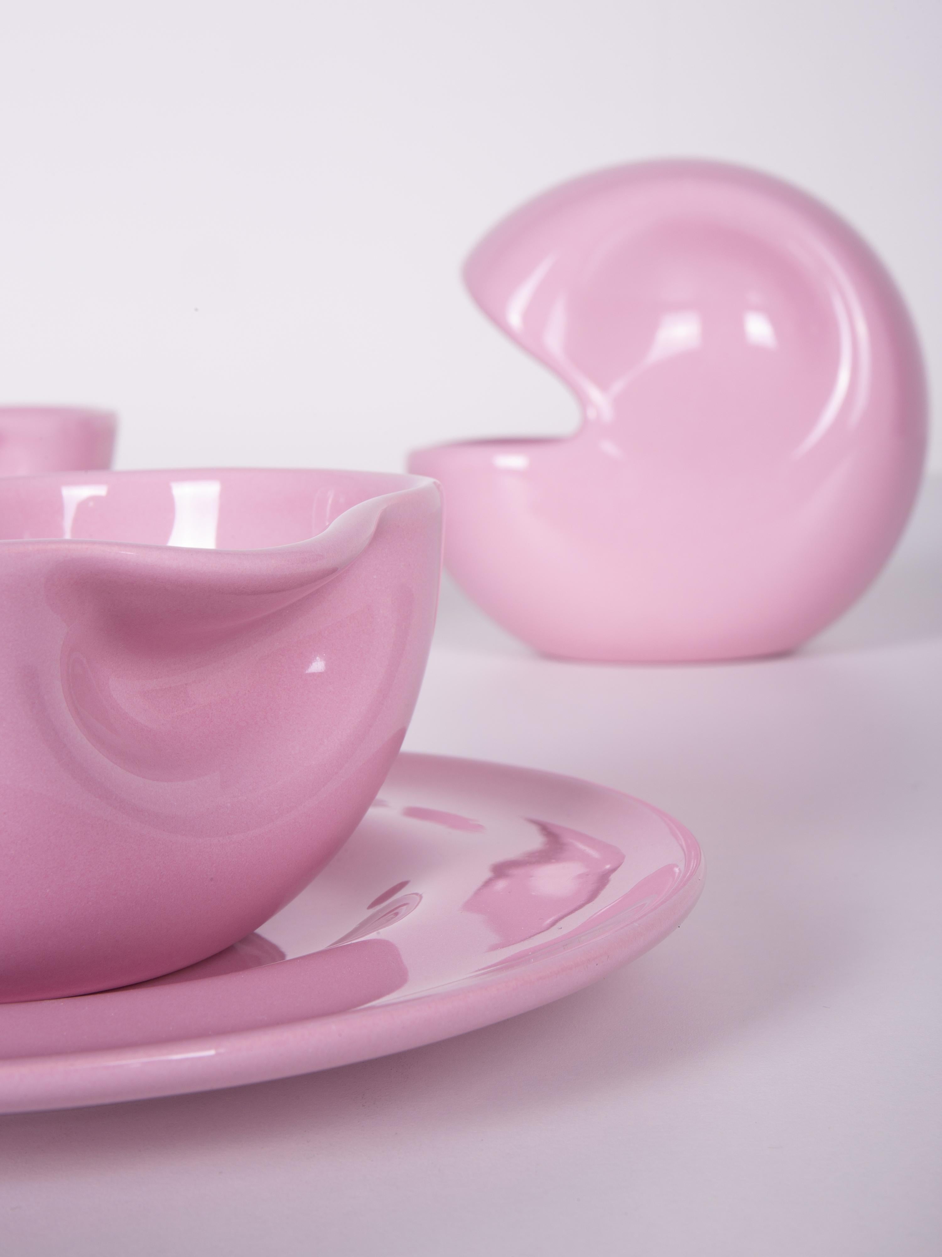 Enameled Tea Set 75 Pink by Augusto Betti Paradisoterrestre Edition 2023 For Sale