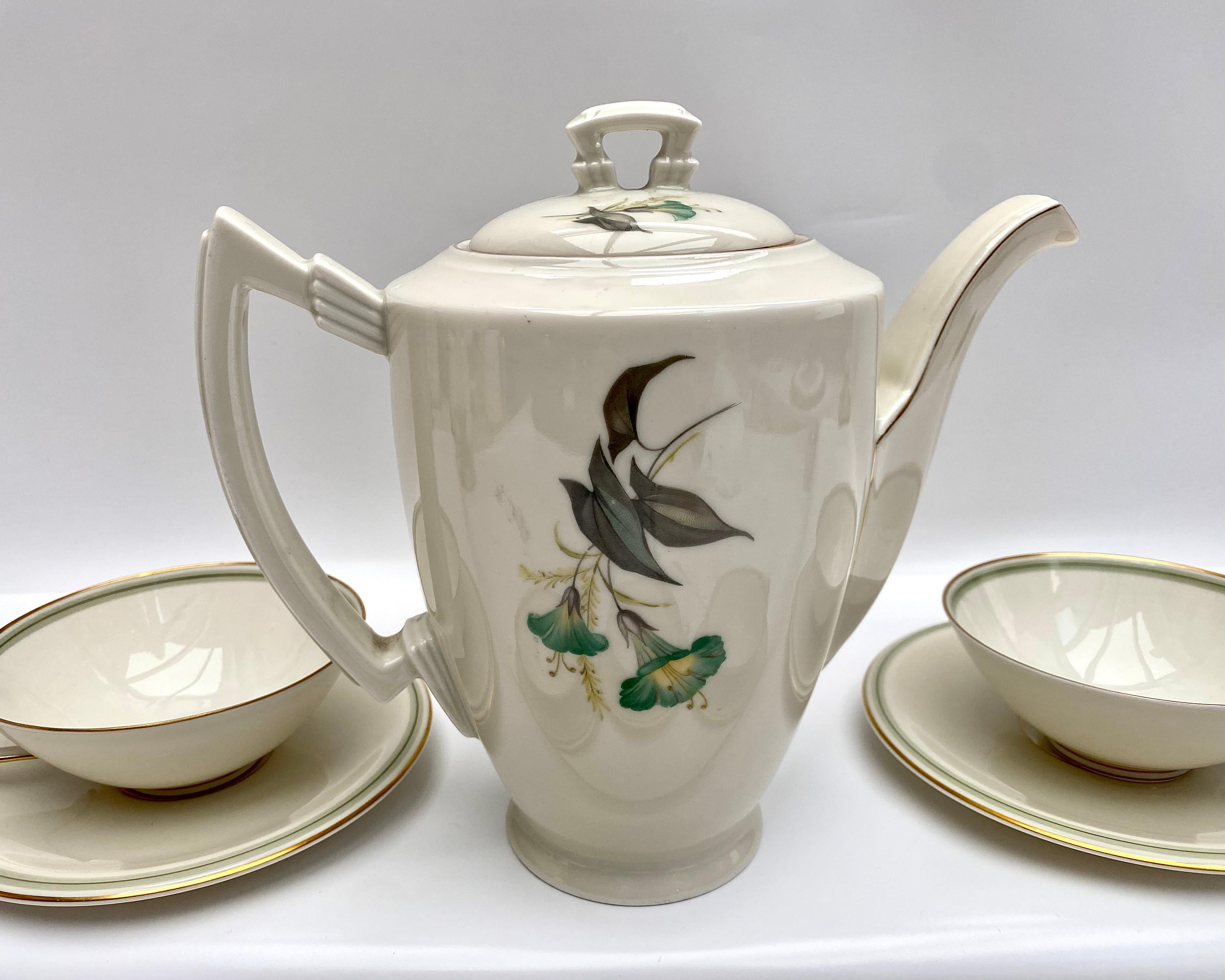 Tee-Set Antike Krautheim Selb Bavaria Art Deco Elfenbein Knochen China (Art déco) im Angebot
