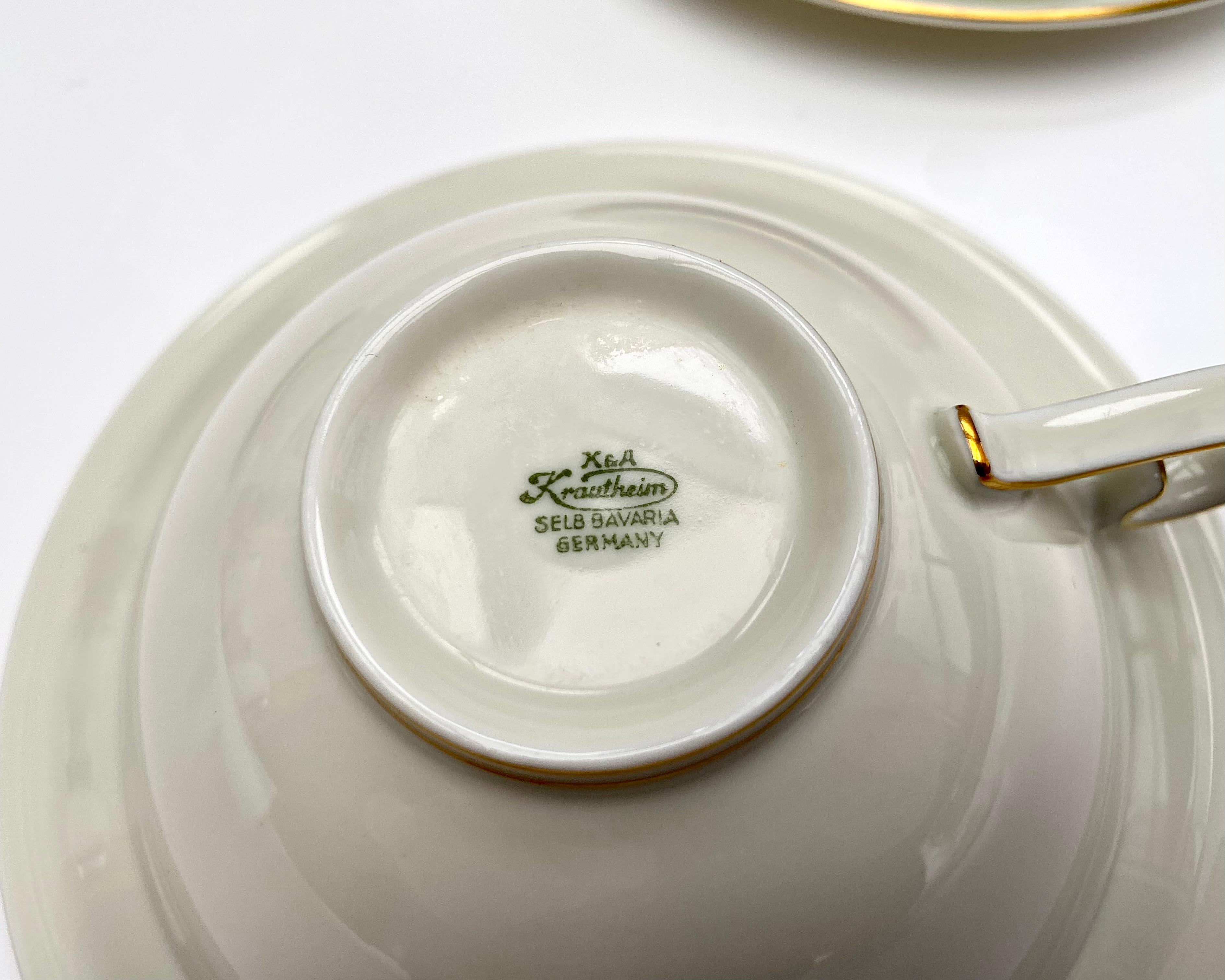 Tee-Set Antike Krautheim Selb Bavaria Art Deco Elfenbein Knochen China (Deutsch) im Angebot