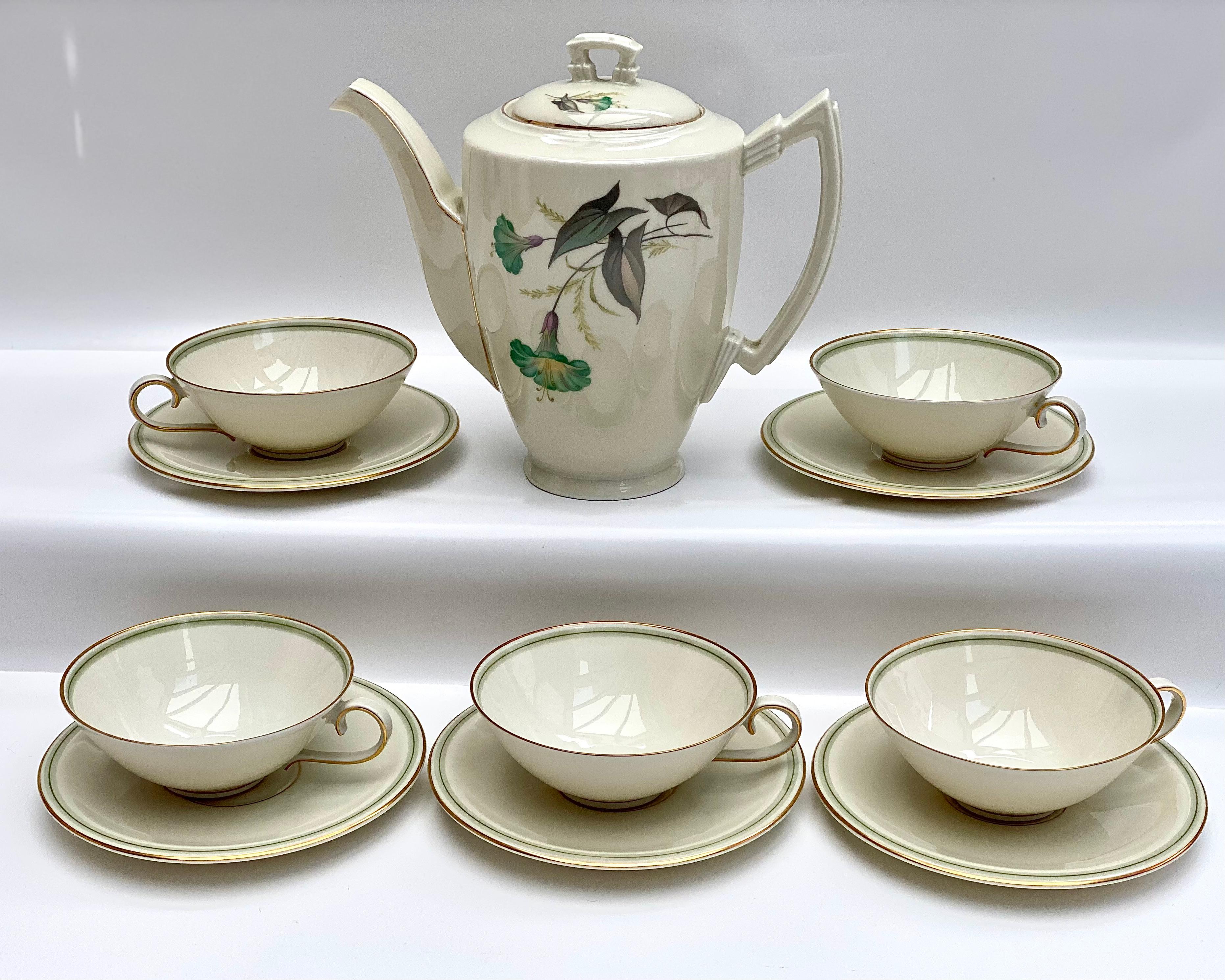 Tee-Set Antike Krautheim Selb Bavaria Art Deco Elfenbein Knochen China (Frühes 20. Jahrhundert) im Angebot