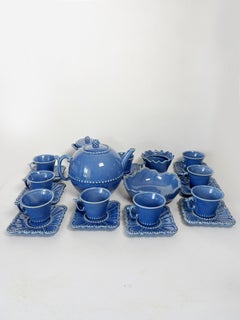 Service à thé bleu, 23 pièces, France, 1970