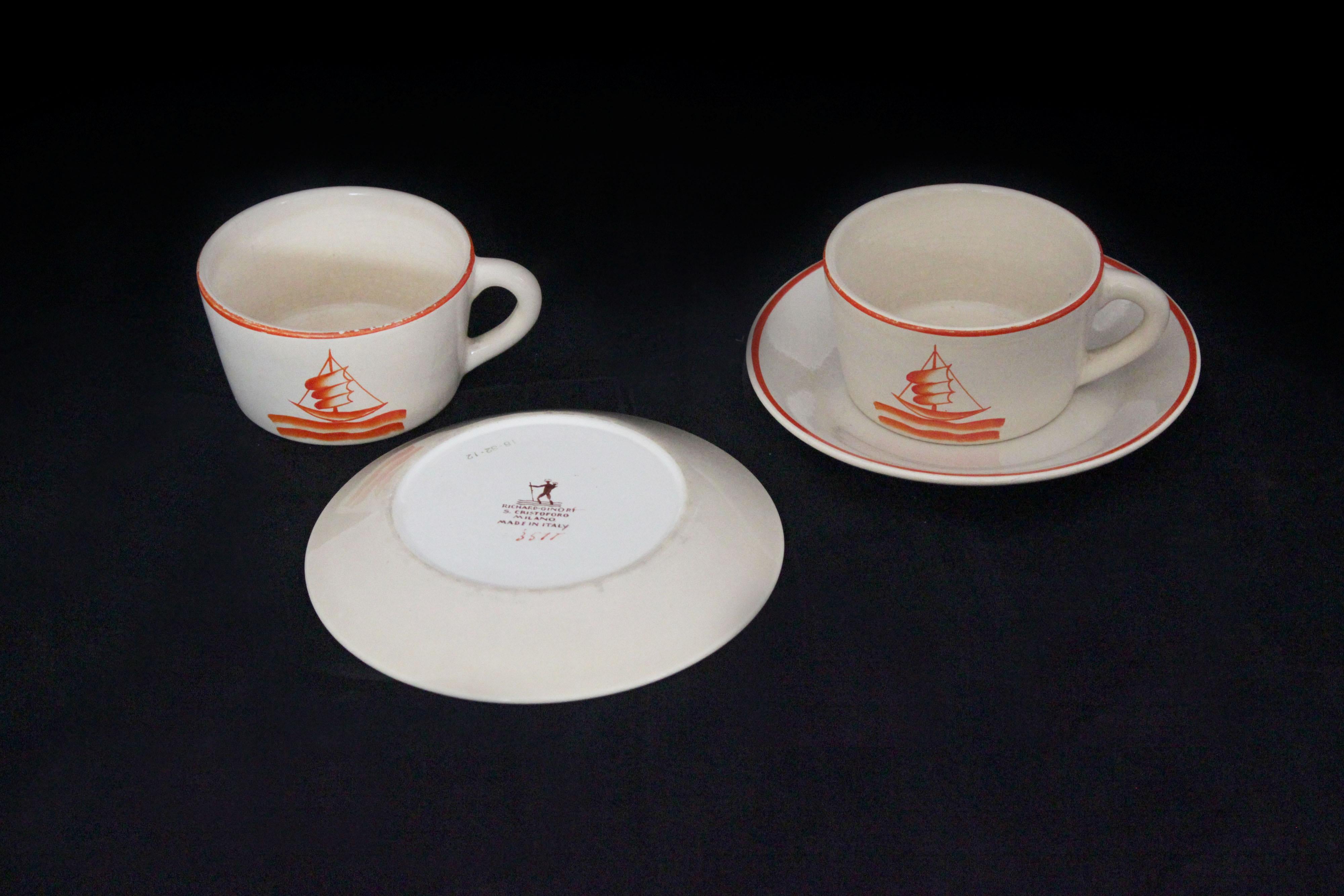 Art Deco Tea Set by Gio Ponti for Richard Ginori, 1930s, Set of 5 For Sale