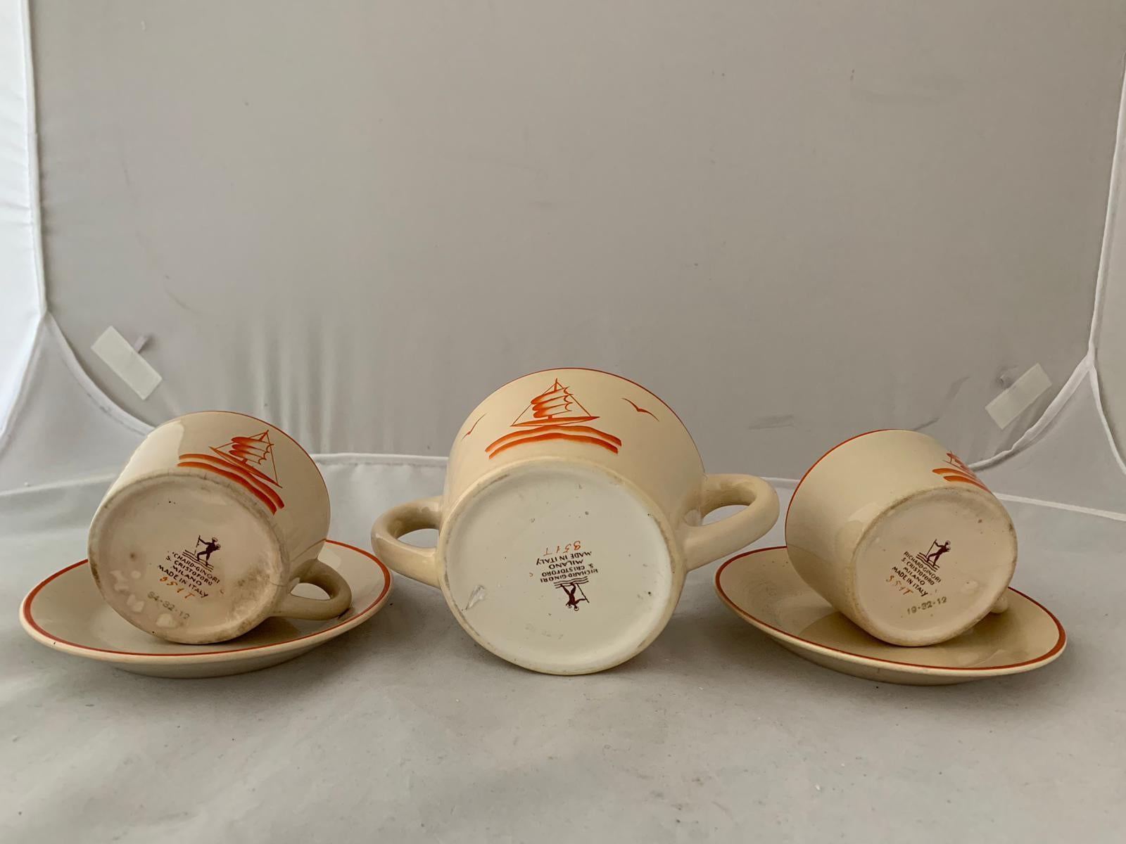 Mid-20th Century Tea Set by Gio Ponti for Richard Ginori, 1930s, Set of 5 For Sale