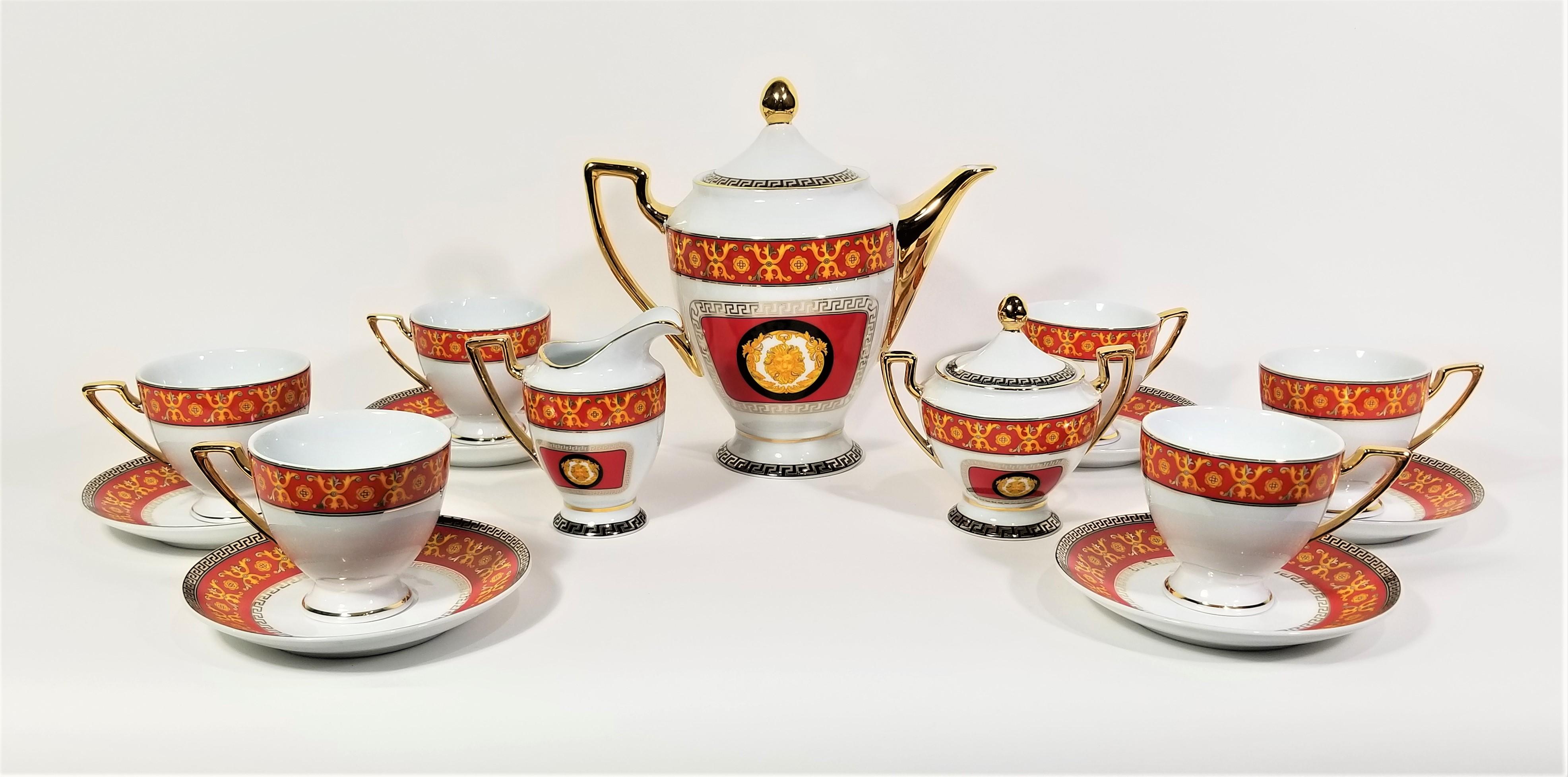Tea Set by Imperial Greek Key Detail Mid Century 15 Piece For Sale 11