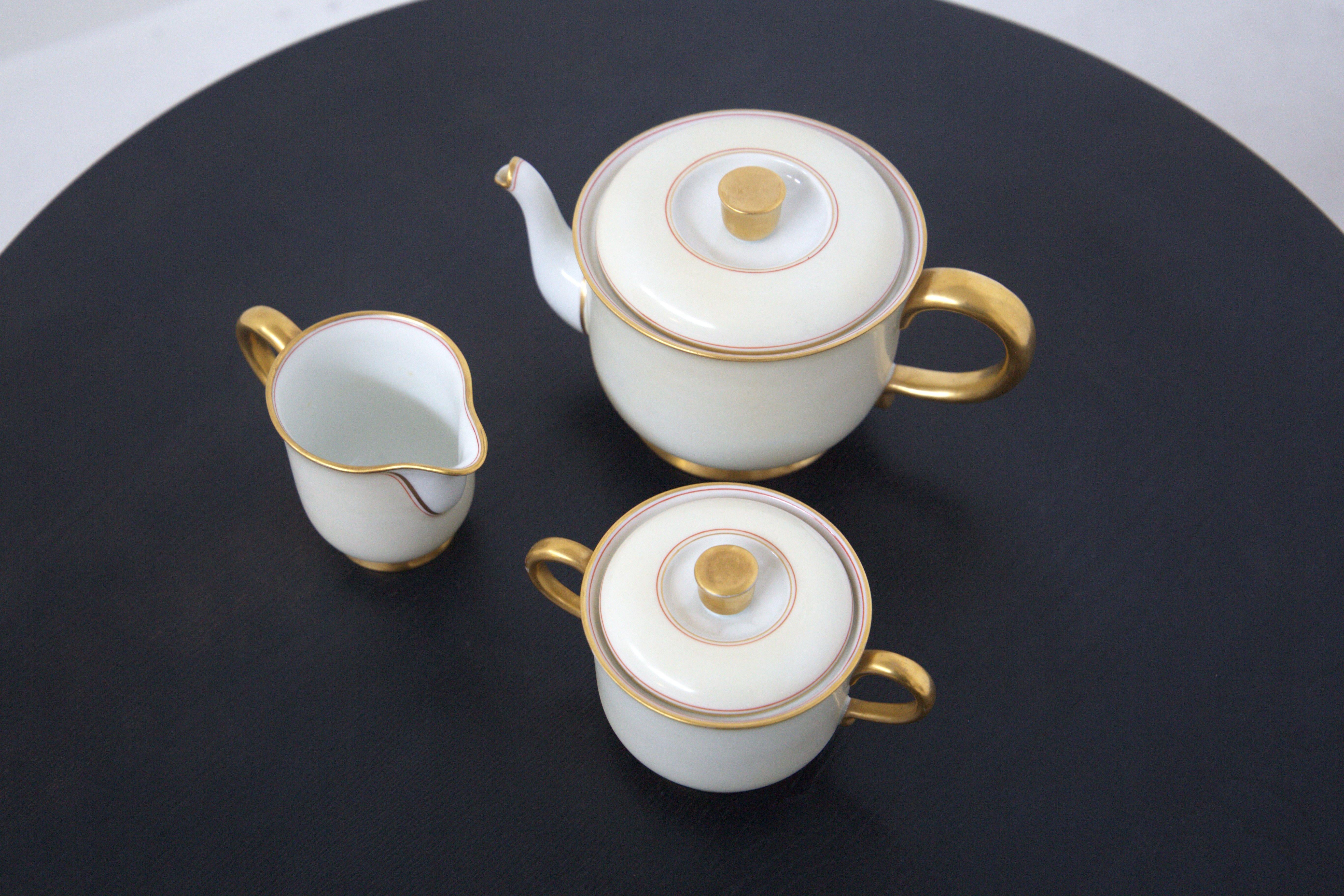 Tea Set in Ceramic and Pure Gold by Gio Ponti for Richard Ginori In Good Condition In Milano, IT