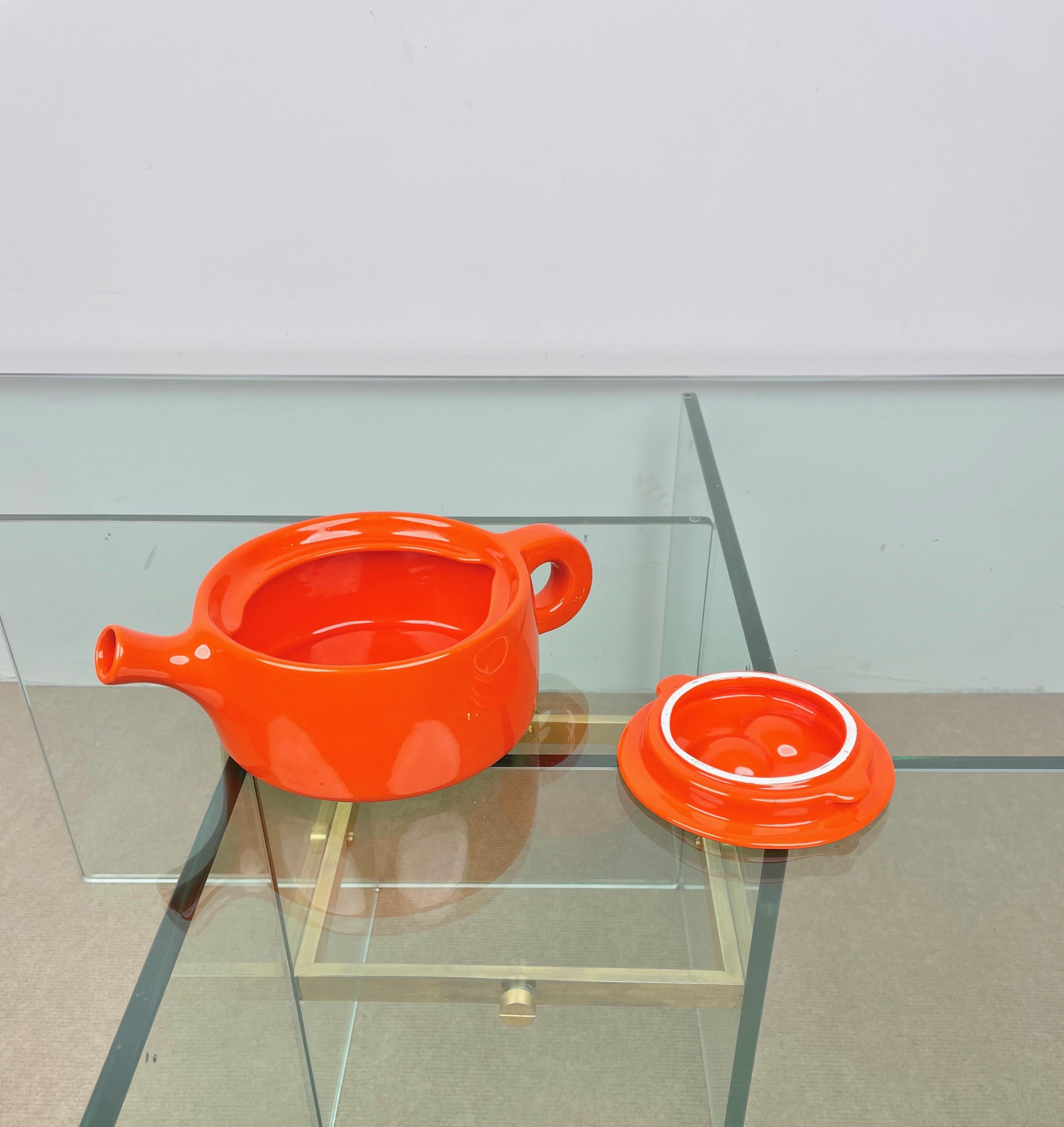 Tea Set in Orange Ceramic by Liisi Beckmann for Gabbianelli, Italy, 1960s For Sale 4