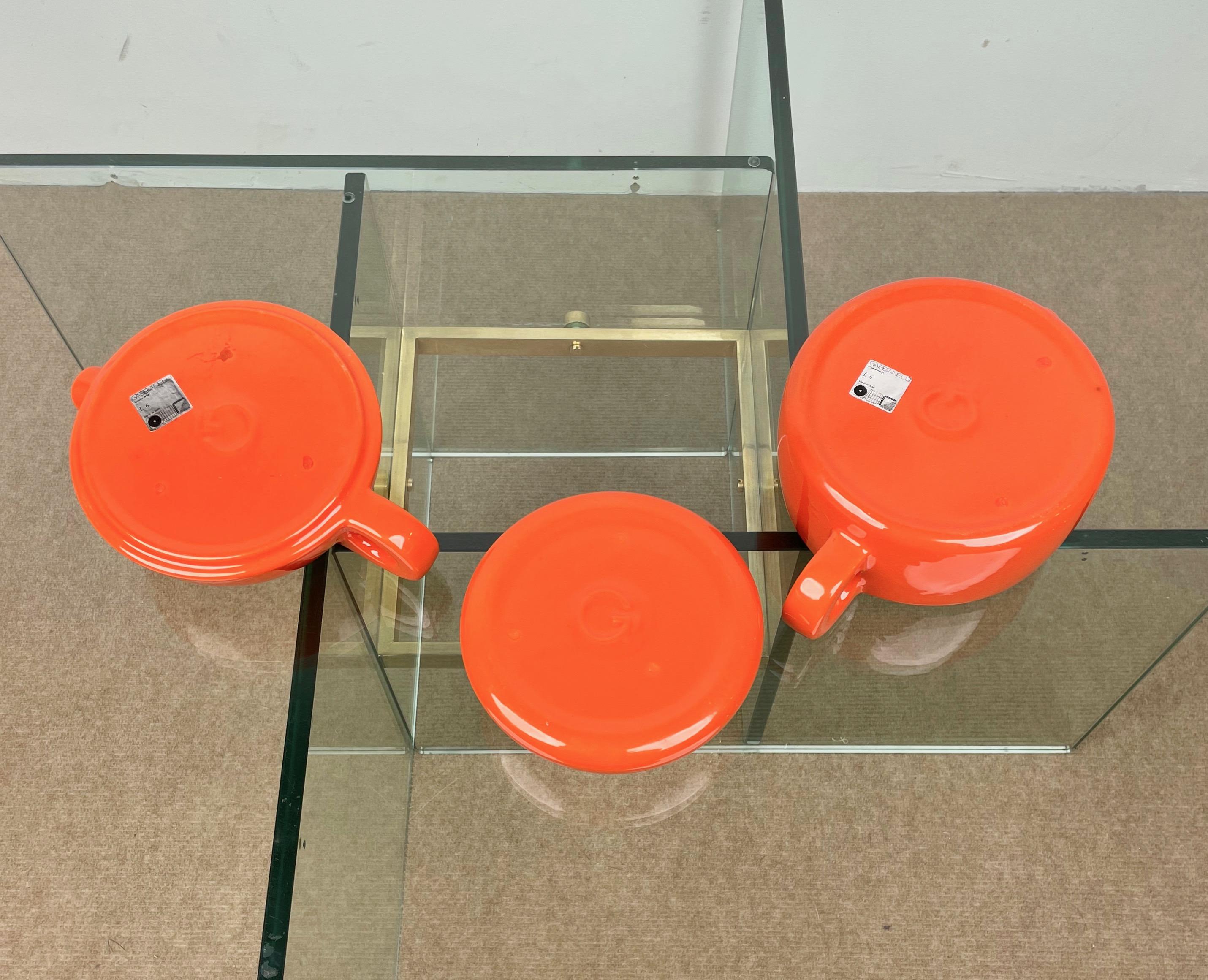 Tea Set in Orange Ceramic by Liisi Beckmann for Gabbianelli, Italy, 1960s For Sale 5